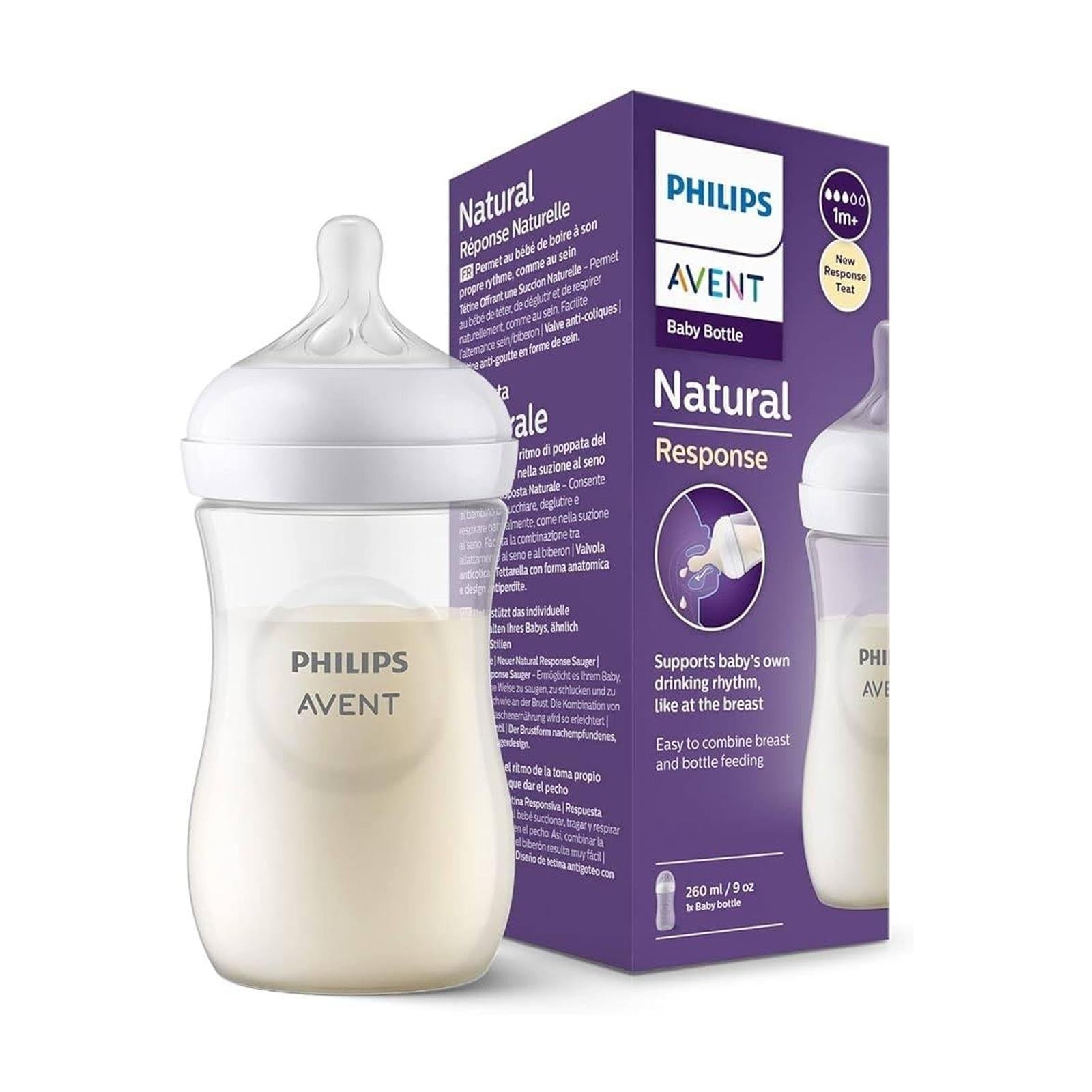 Philips Avent Natural Response PP Biberon 1 Ay+ 260 ml, Tepkili Biberon Emziği SCY903/01