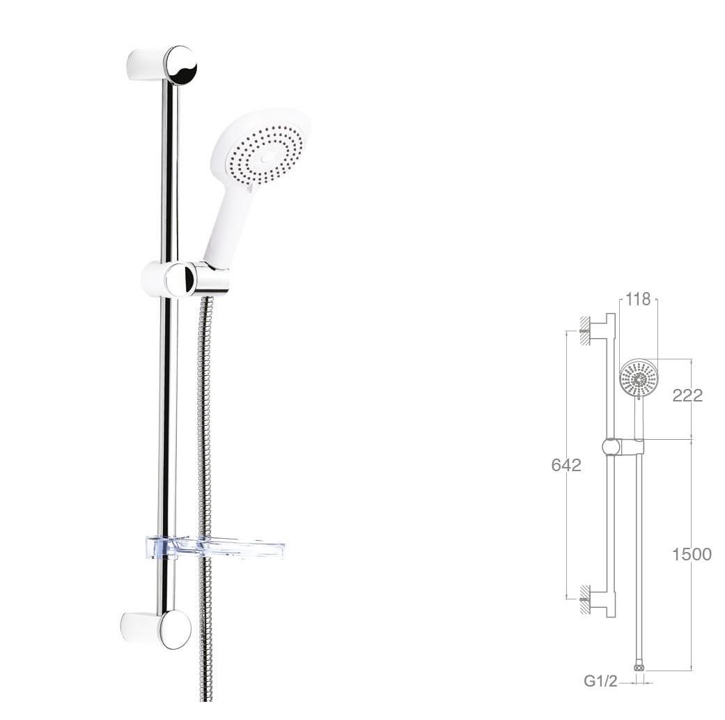SÜRGÜLÜ DUŞ SETİ + Ø22MM PARLAK POLİSH + 3 FONKSİYONLU
