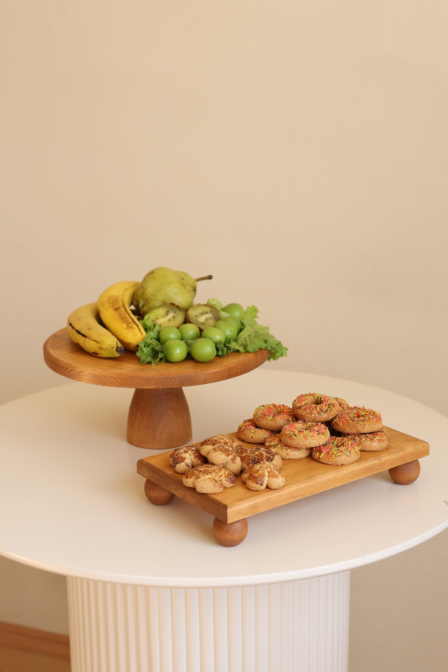 2 Li 29/12 LuccaVe 17x30 Cm Risus Ahşap Dikdörtgen Pasta Sunum Servis Tabağı Seti
