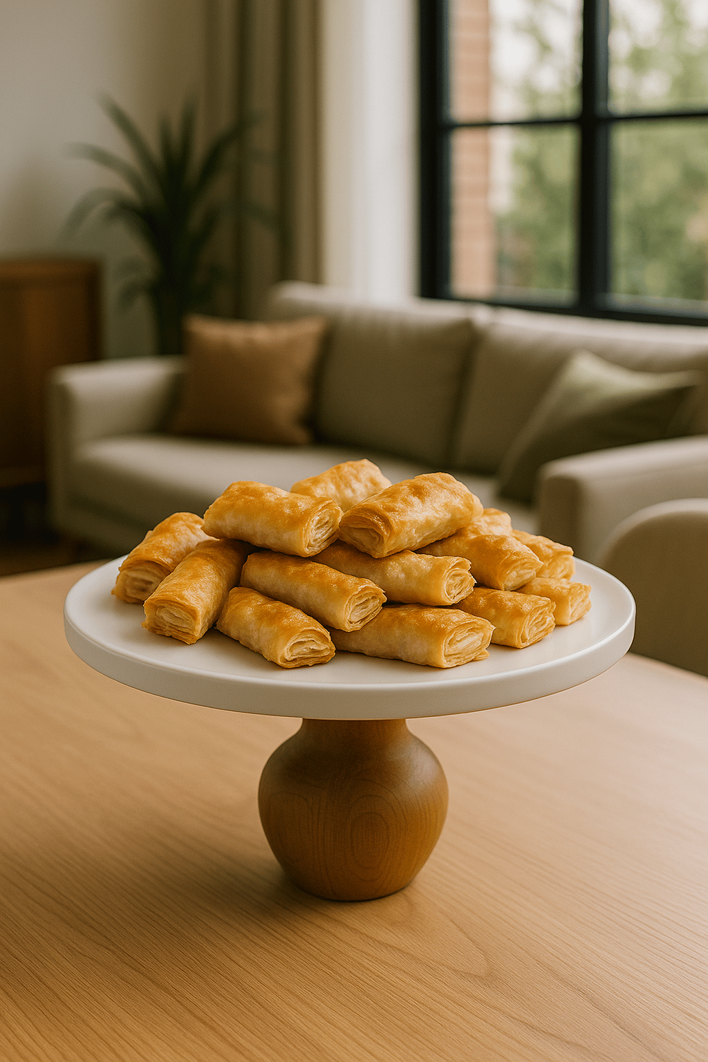 30 cm. Mdf Beyaz Tabak Nar Model Ahşap Ayaklı Pasta Sunum Tabağı