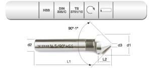  EVAR  HSS DIN 335/C    HAVŞA FREZE 12.4 MM-90º
