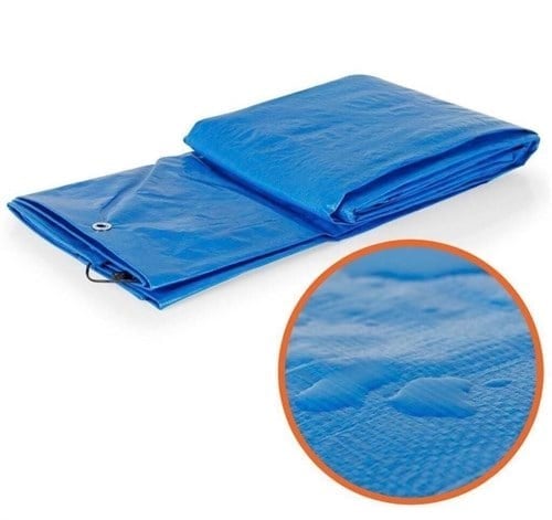 4x4 (16 m²) Çadır Brandası PVC Su Geçirmez Tente Gölgelik Kamp Brandası - Mavi