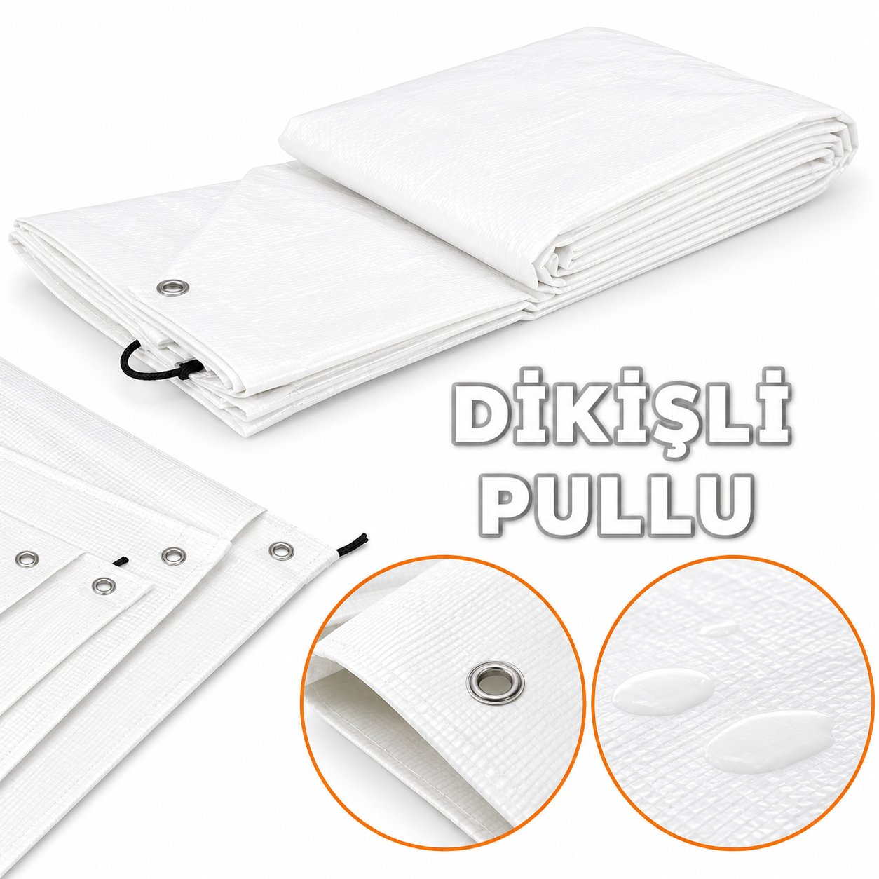 4x4 (16 m²) Çadır Brandası PVC Su Geçirmez Tente Gölgelik Kamp Brandası - Beyaz
