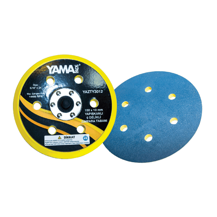 6.0inç 150x10 mm. 6 Delikli Yapışkanlı Zımpara Tabanı
