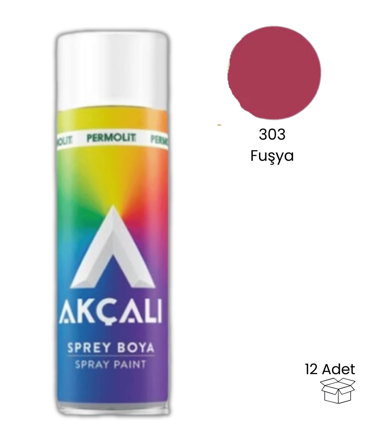 Akçalı 303 400 ml Fuşya Sprey Boya 12 Adet