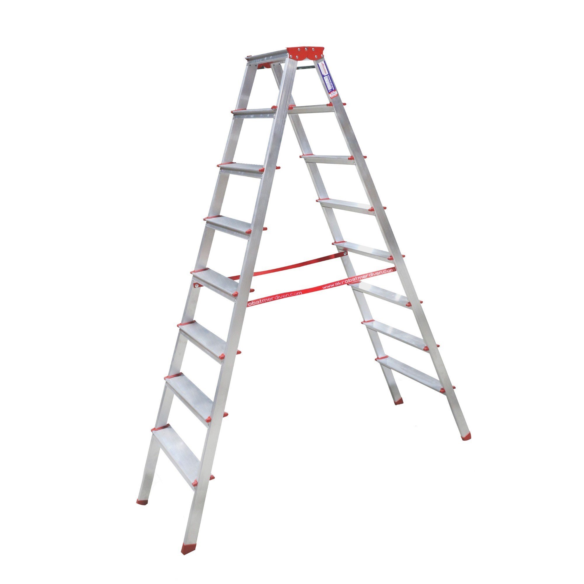 AKROBAT ALÜMİNYUM ÇİFT ÇIKIŞLI MERDİVEN 8 Lİ