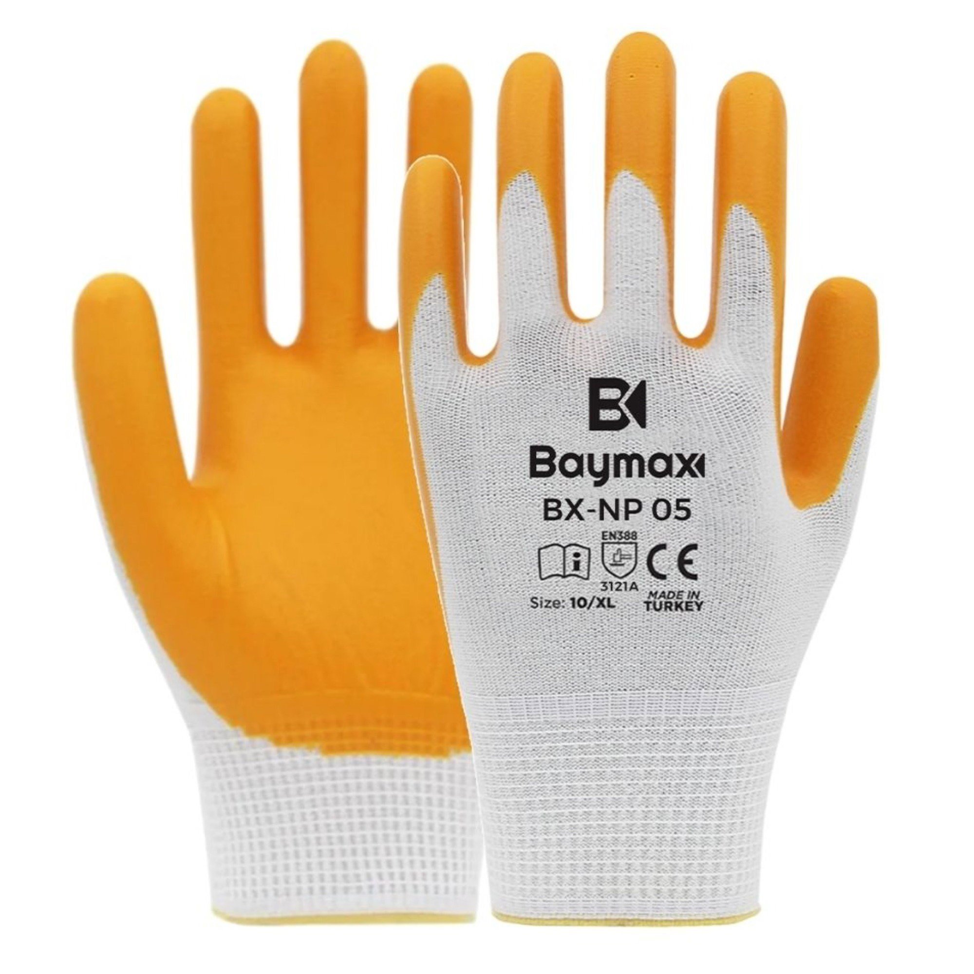 BAYMAX NAYLON NİTRİL ELDİVEN NP05 SARI-BEYAZ NO:10