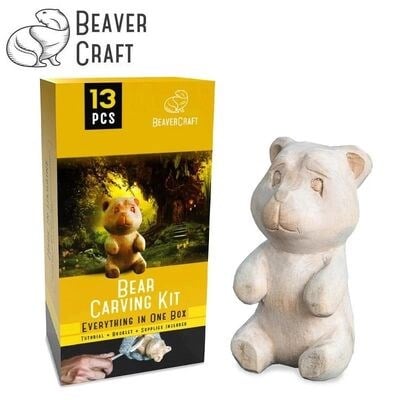 BeaverCraft DIY05 Ahşap Ayı Figürü Oyma Hobi Seti