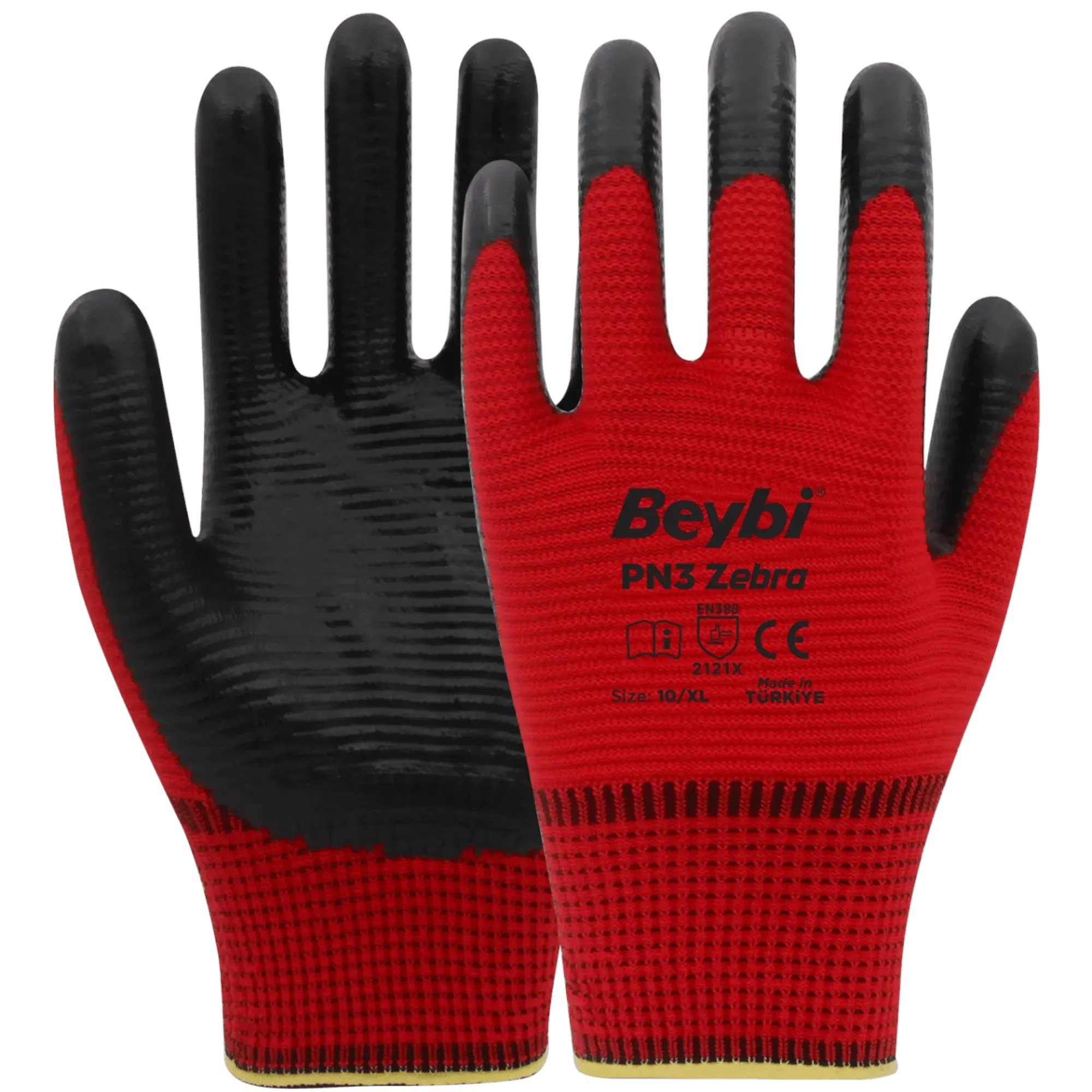 BEYBİ PN3 ZEBRA ELDİVEN KIRMIZI SİYAH NO: 10