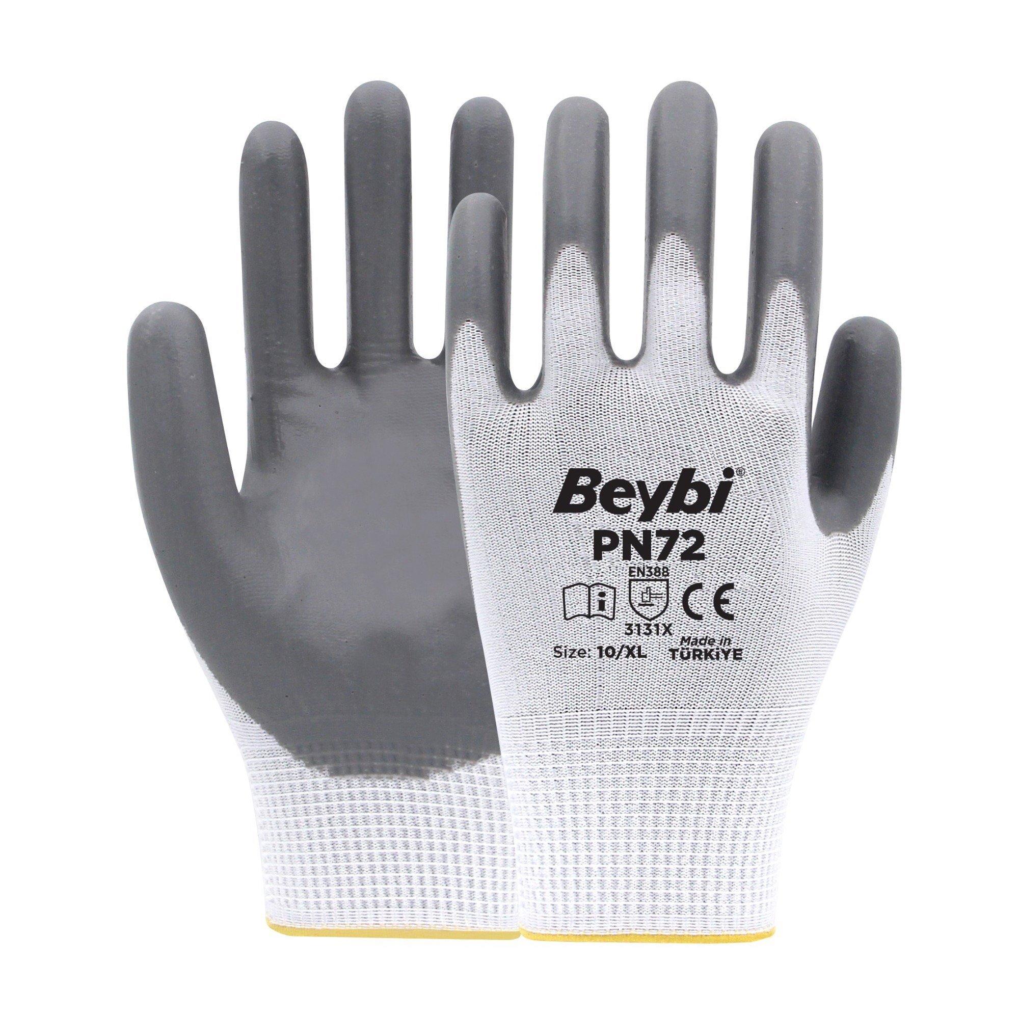BEYBİ PN72 NAYLON NİTRİL ELDİVEN GRİ NO: 9