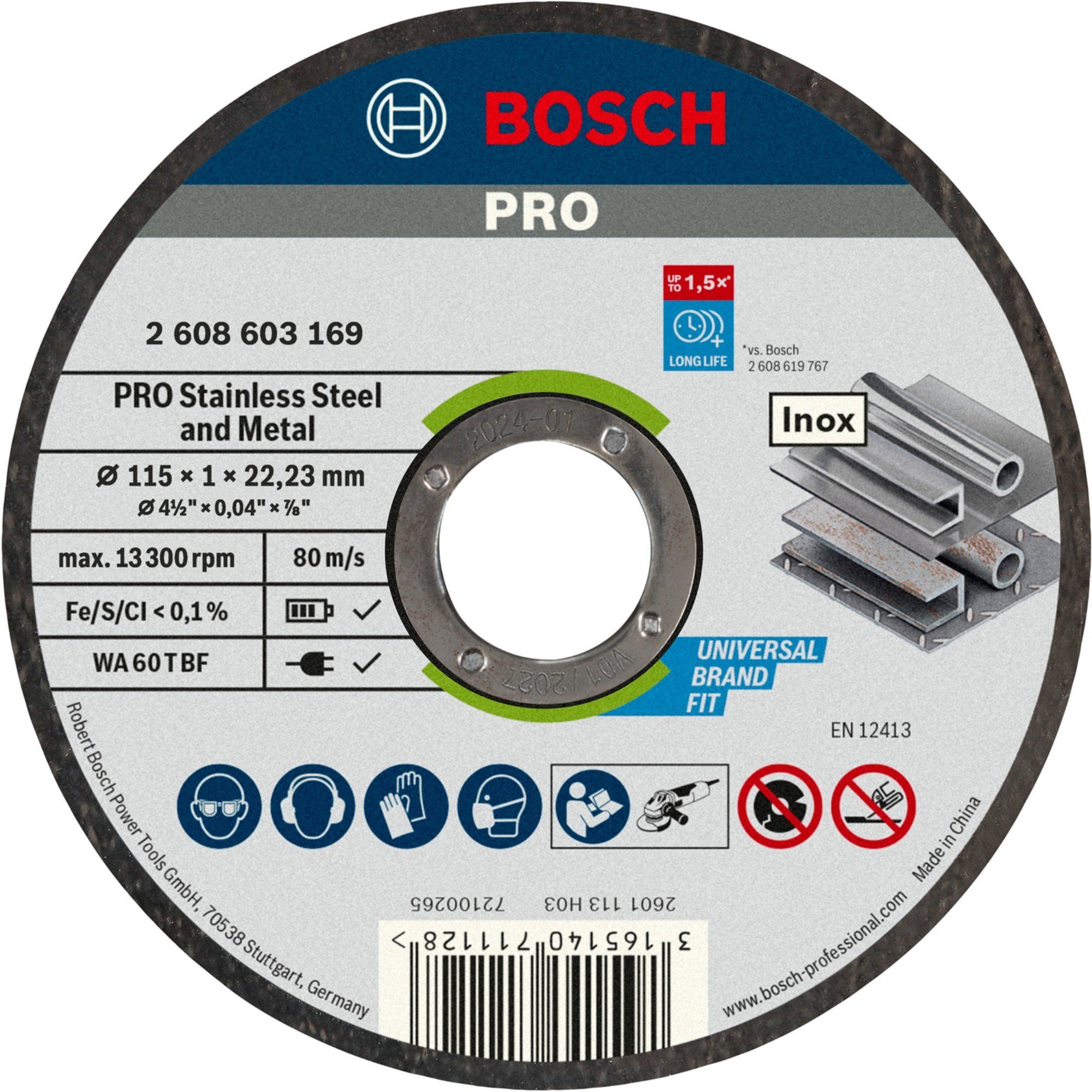 BOSCH İNOX KESME TAŞI 115x1.0 2608603169