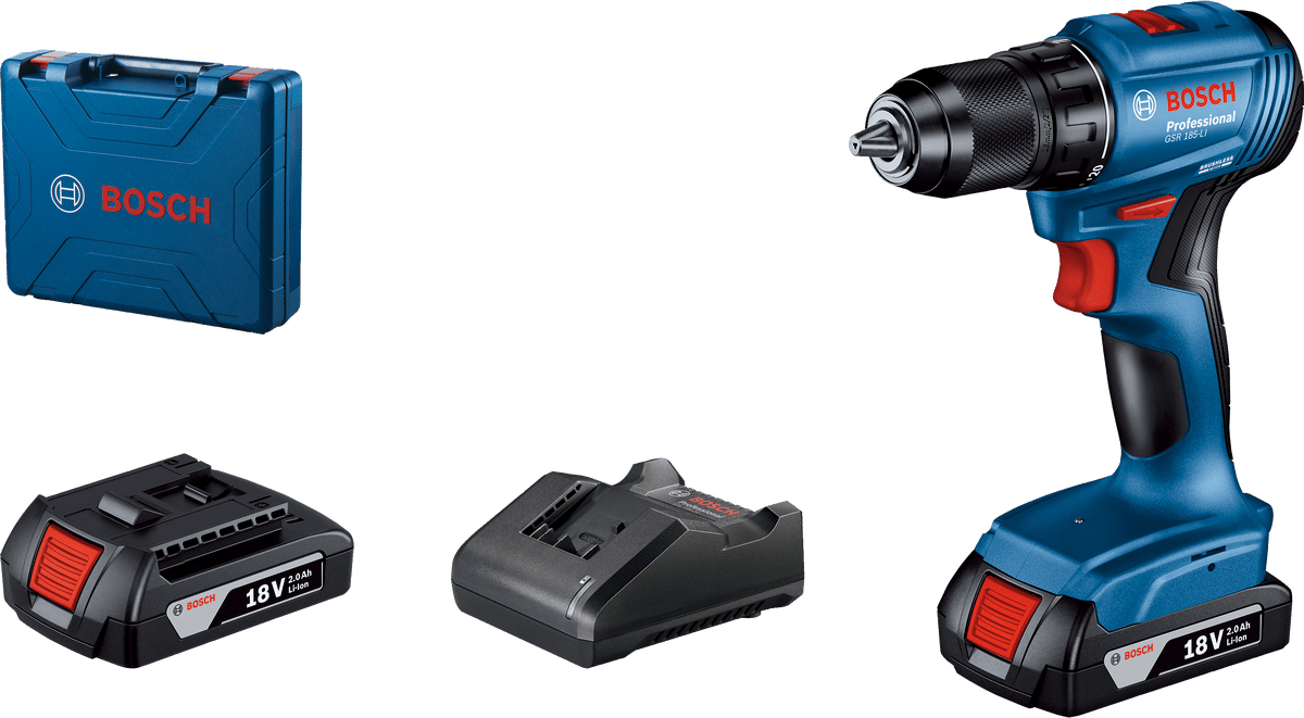 Bosch Professional GSR 185 LI Akülü Delme Vidalama Mak. 2 x 2.0 Ah; Case