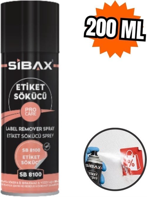 Sibax Etiket Sökücü Sprey 200 ml | Yapışkan Kalıntı ve Etiket Temizleyici