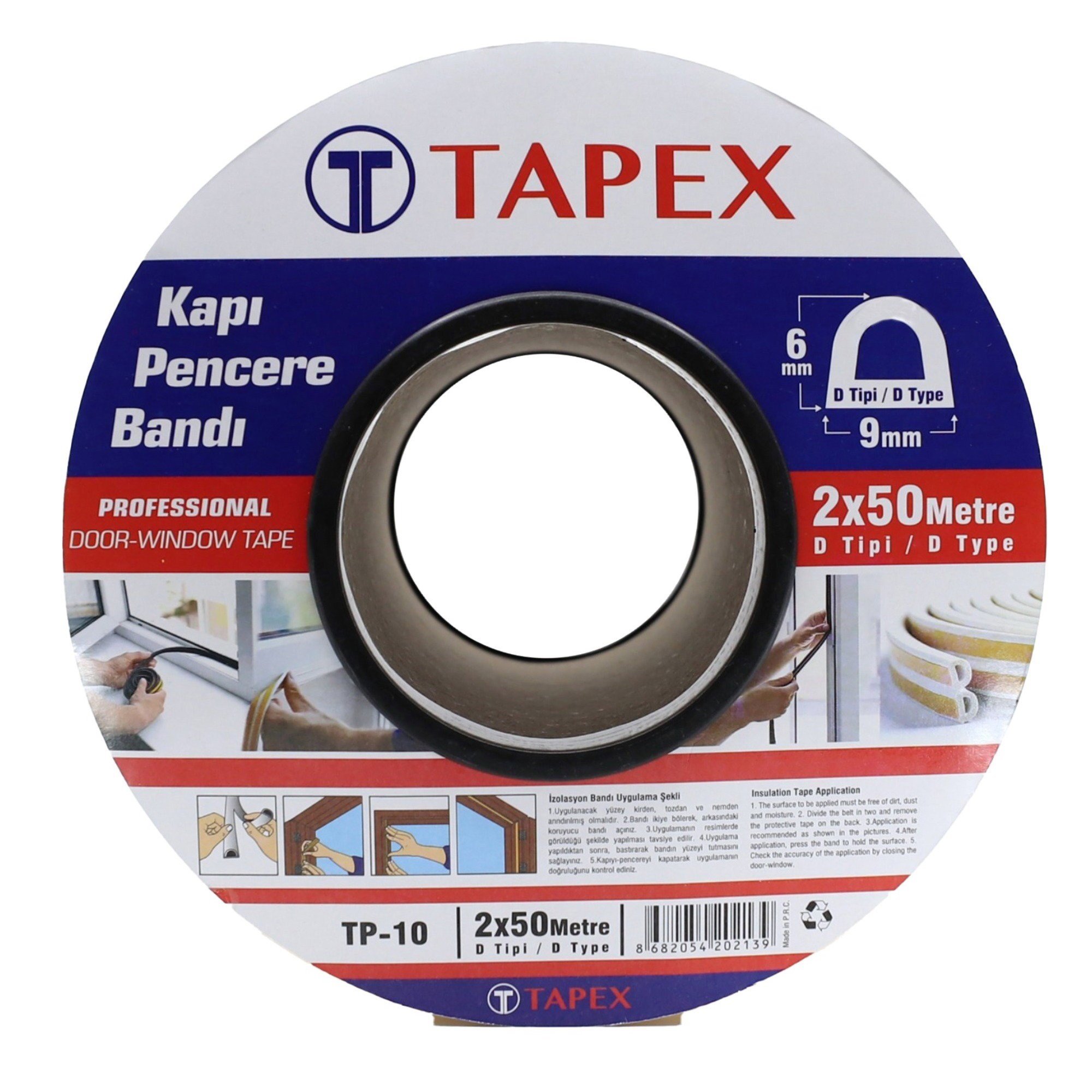 TAPEX KAUÇUKLU KAPI PENCERE BANTI 2x50 MT ANT.GRİ