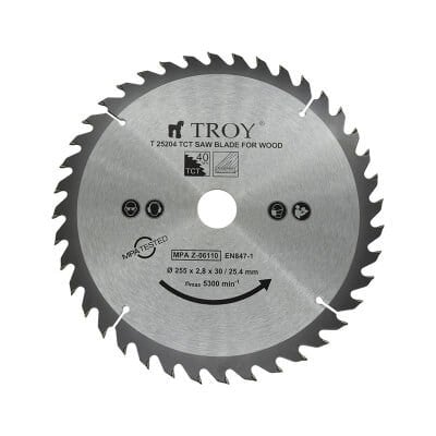 TROY 25204 Ahşap Dairesel Testere Bıçağı Ø255mm x 40T