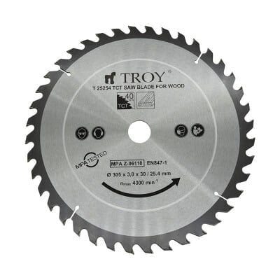 TROY 25254 Ahşap Dairesel Testere Bıçağı Ø305mm x 40T