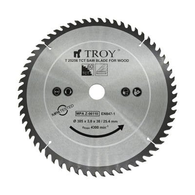 TROY 25256 Ahşap Dairesel Testere Bıçağı Ø305mm x 60T