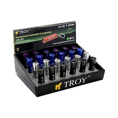 TROY 28086 Mini LED El Feneri ve Anahtarlık (24 Adet, Standlı)