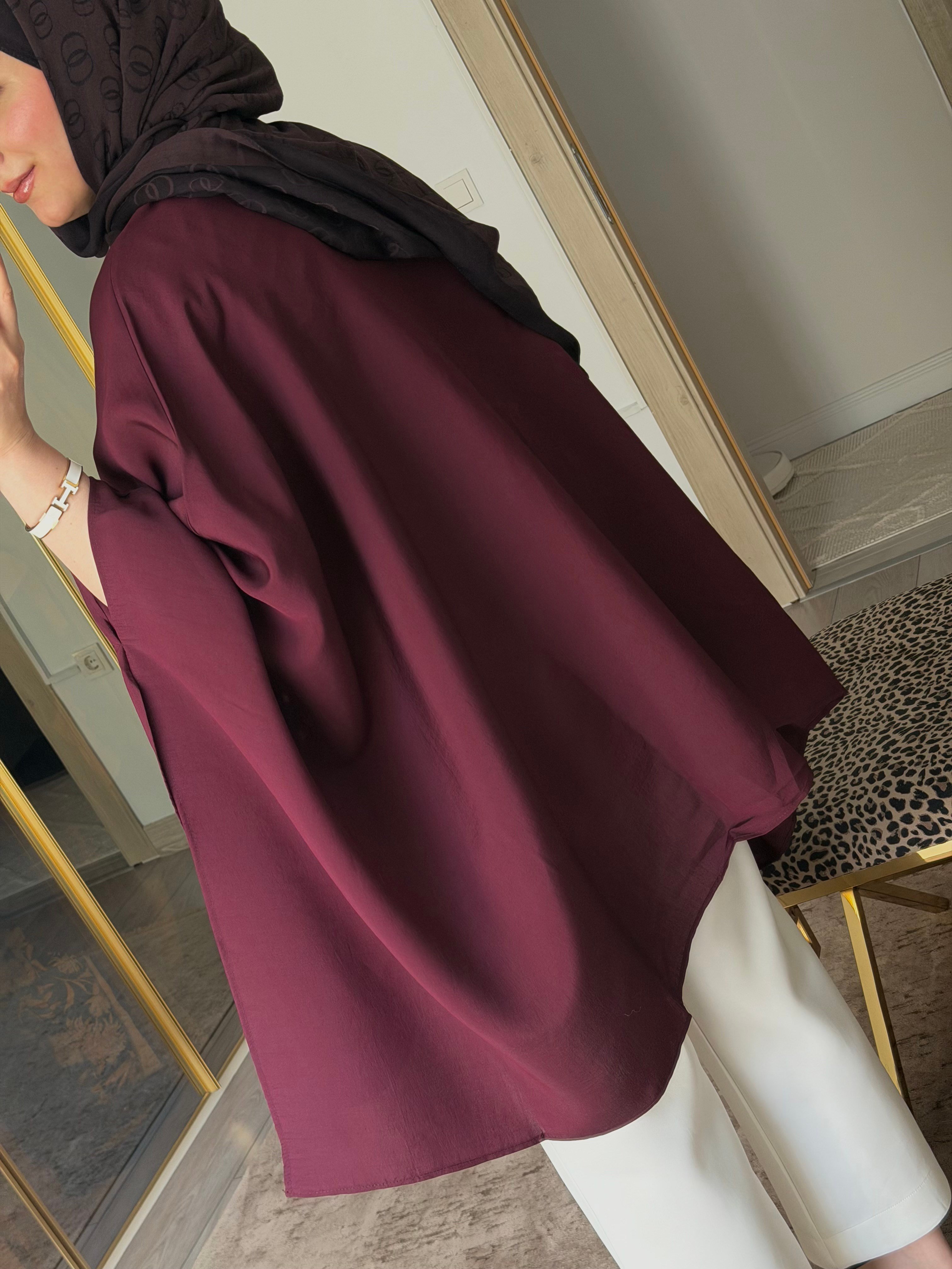  Pelerin İpeksi Dokulu Krep Bluz Bordo