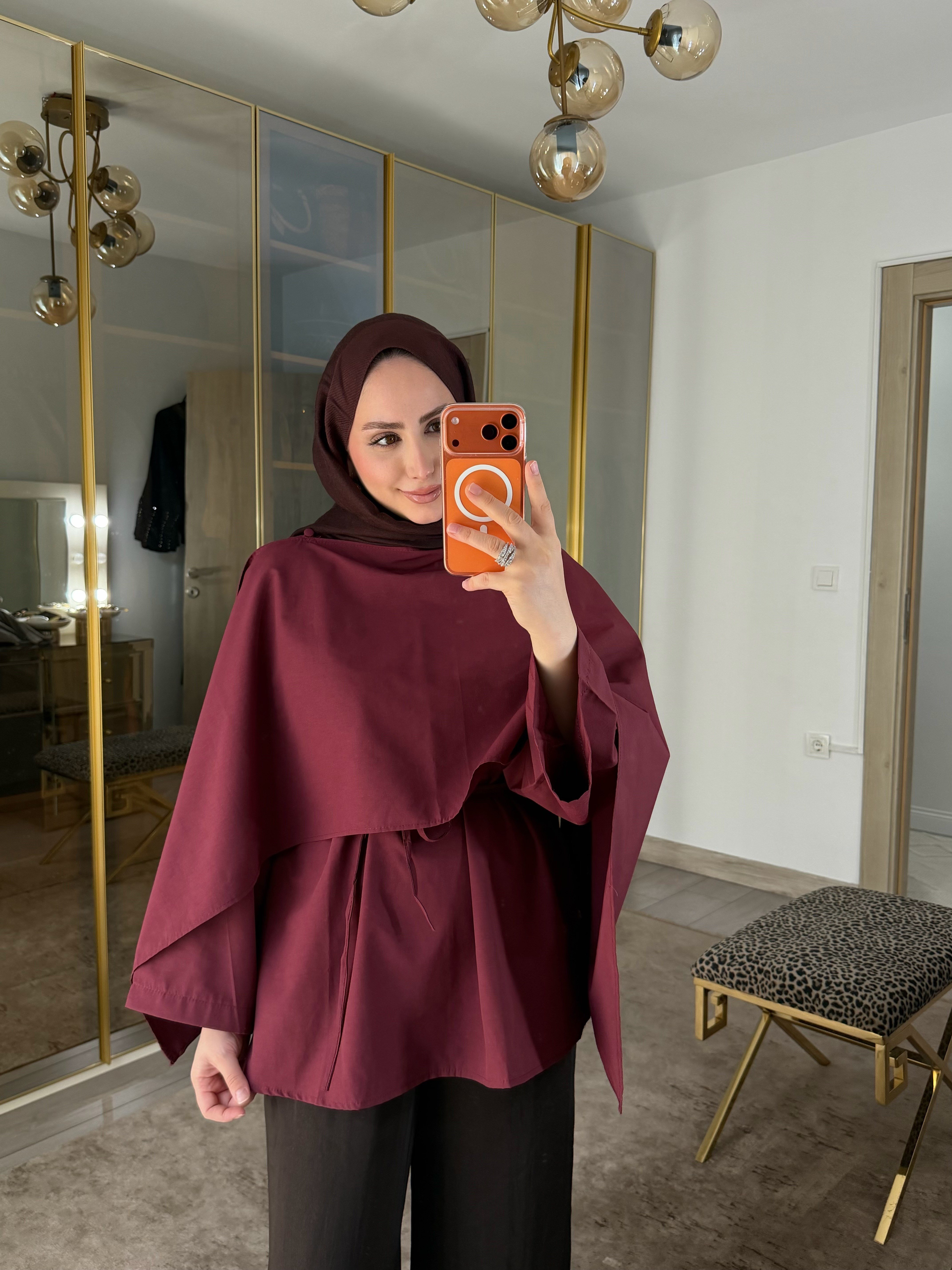 AHSEN PELERİN YAKALI BLUZ BORDO