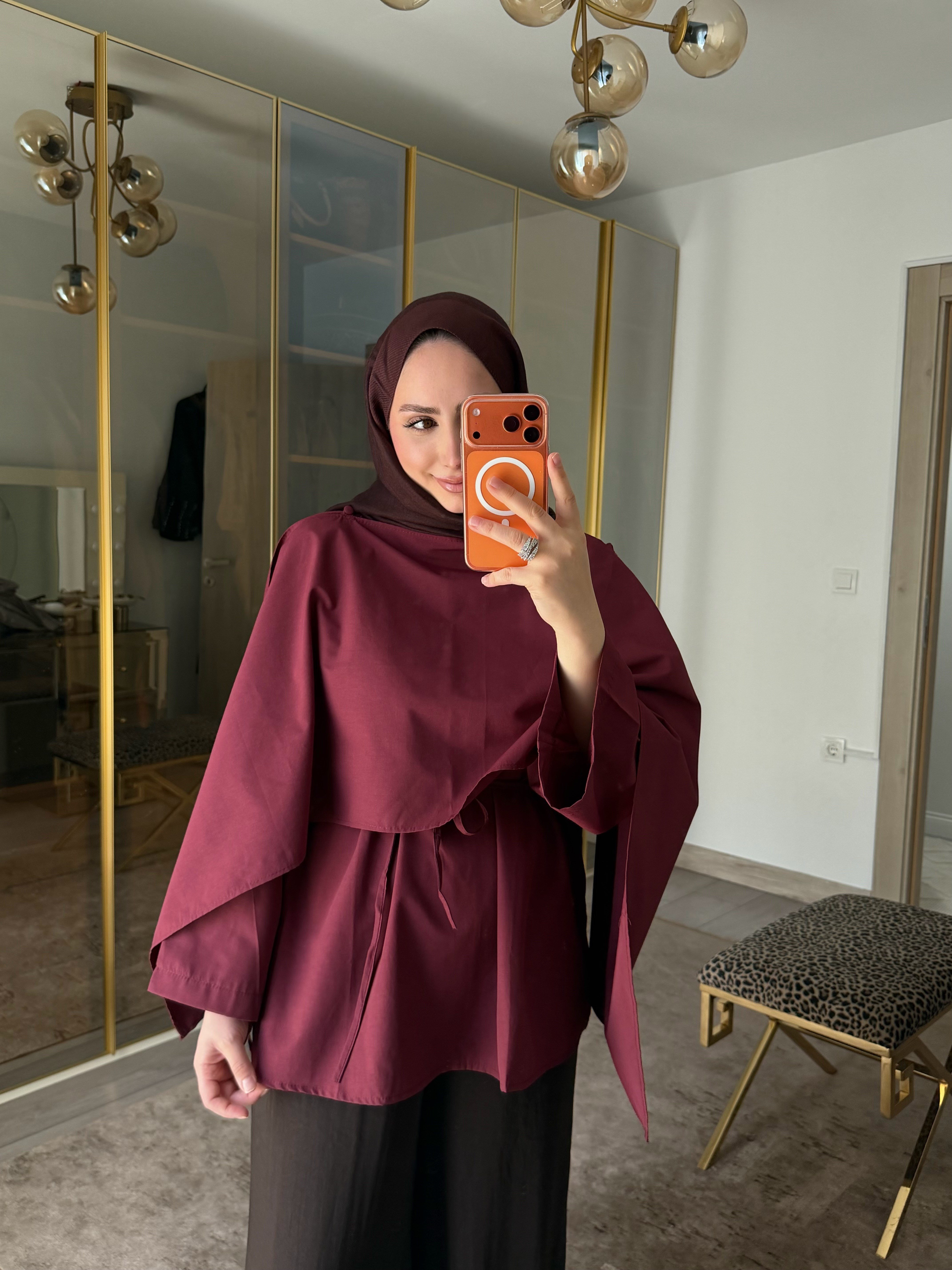 AHSEN PELERİN YAKALI BLUZ BORDO