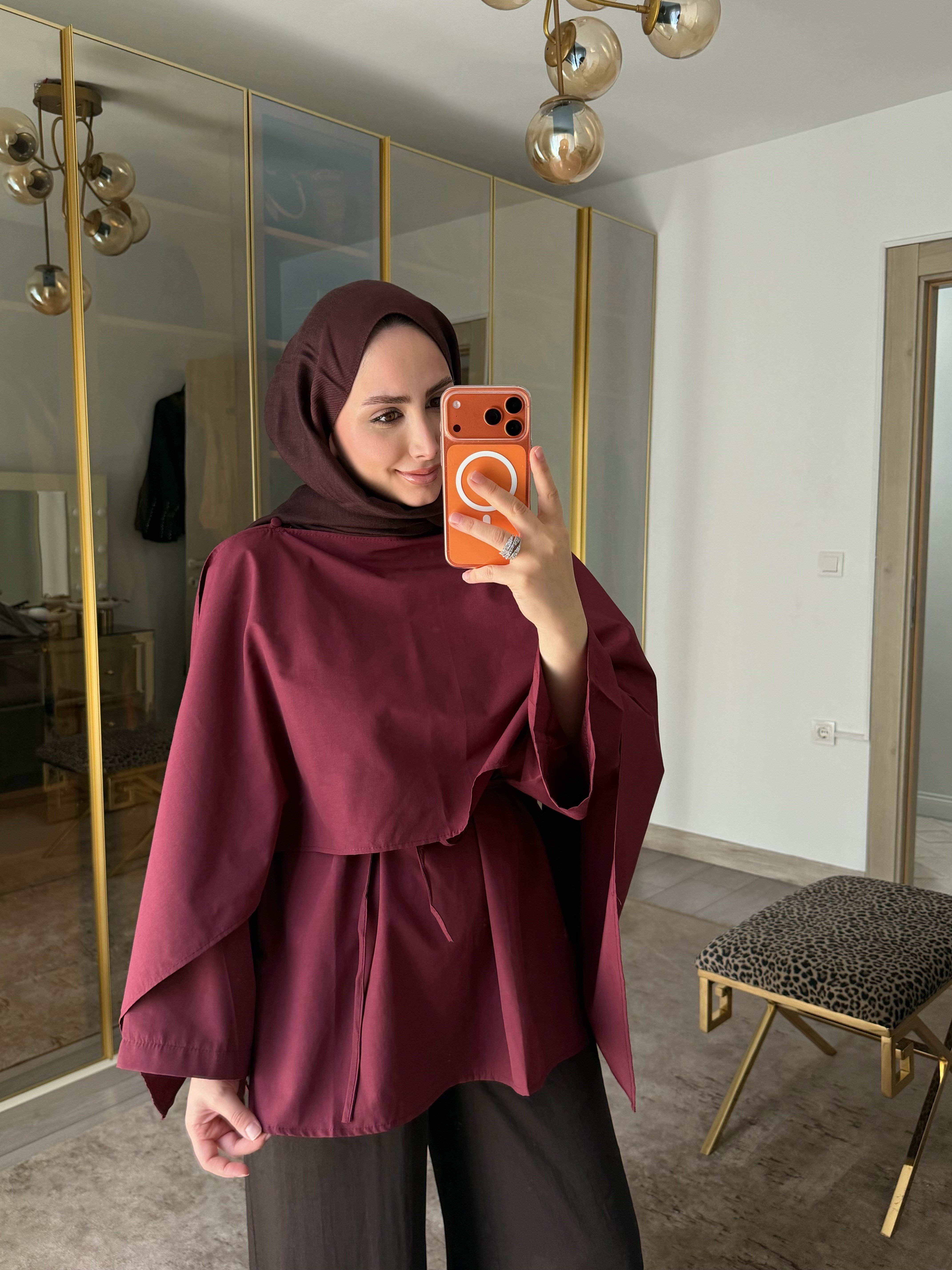 AHSEN PELERİN YAKALI BLUZ BORDO