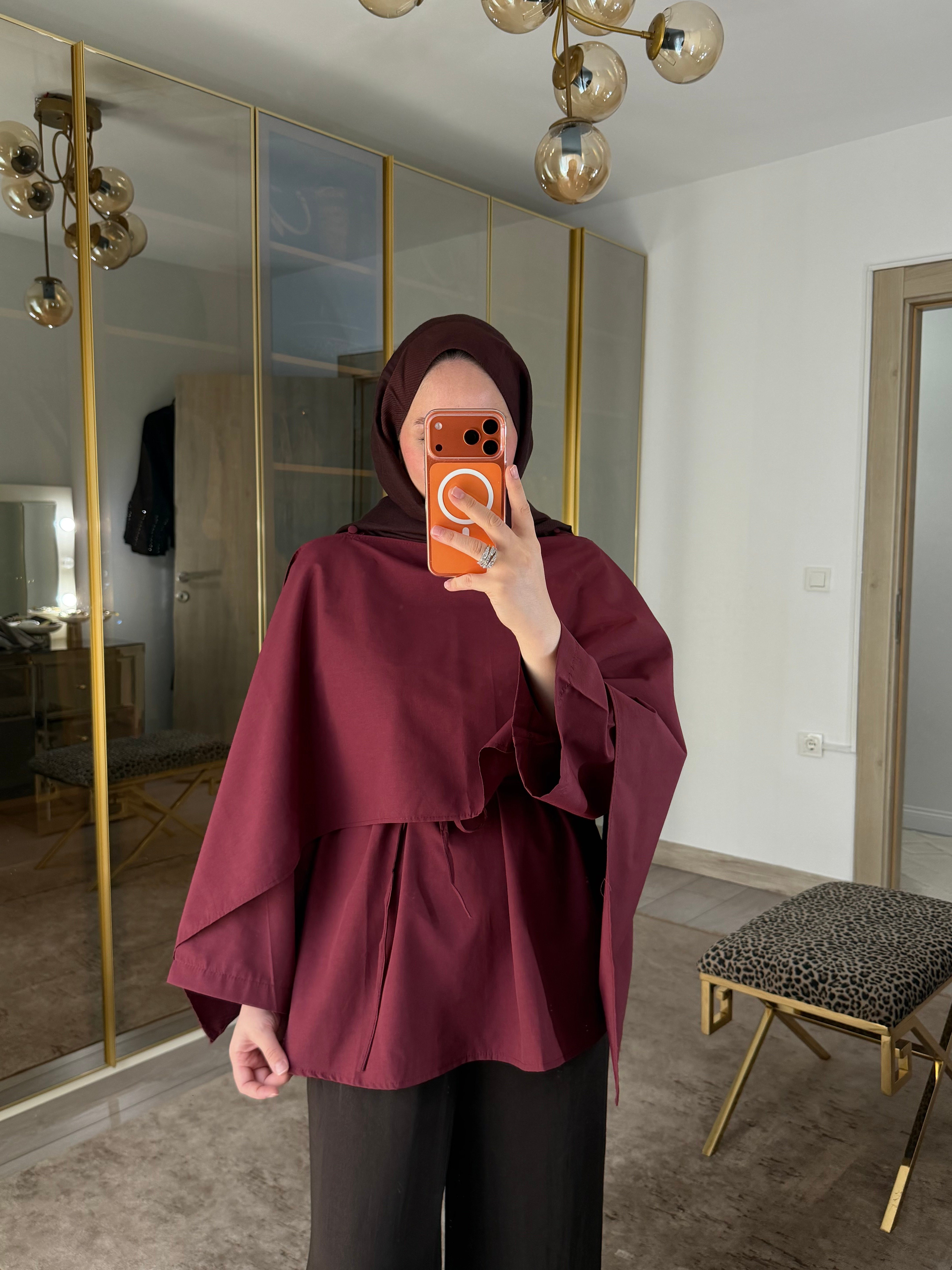 AHSEN PELERİN YAKALI BLUZ BORDO