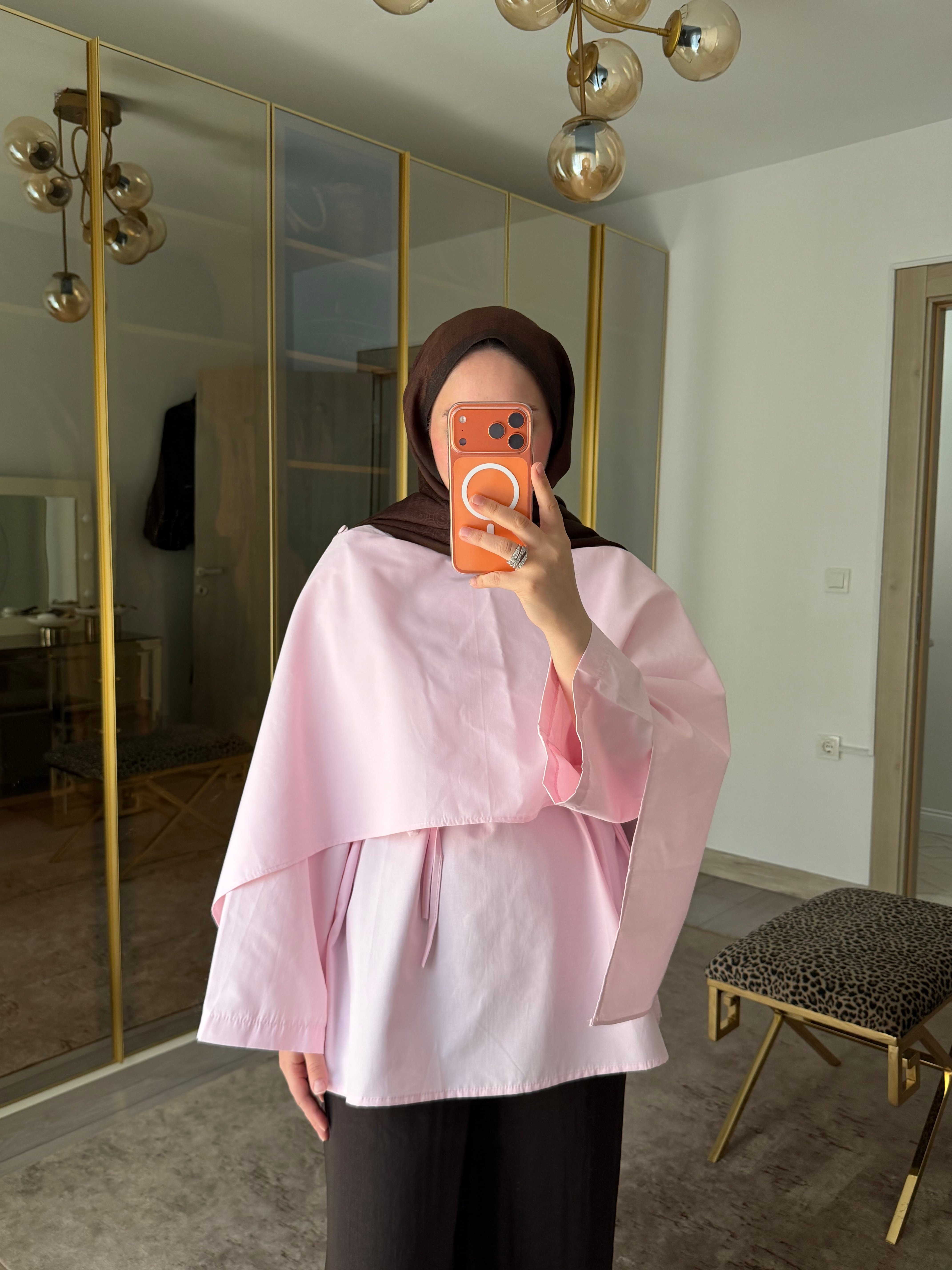 AHSEN PELERİN YAKALI BLUZ PEMBE 