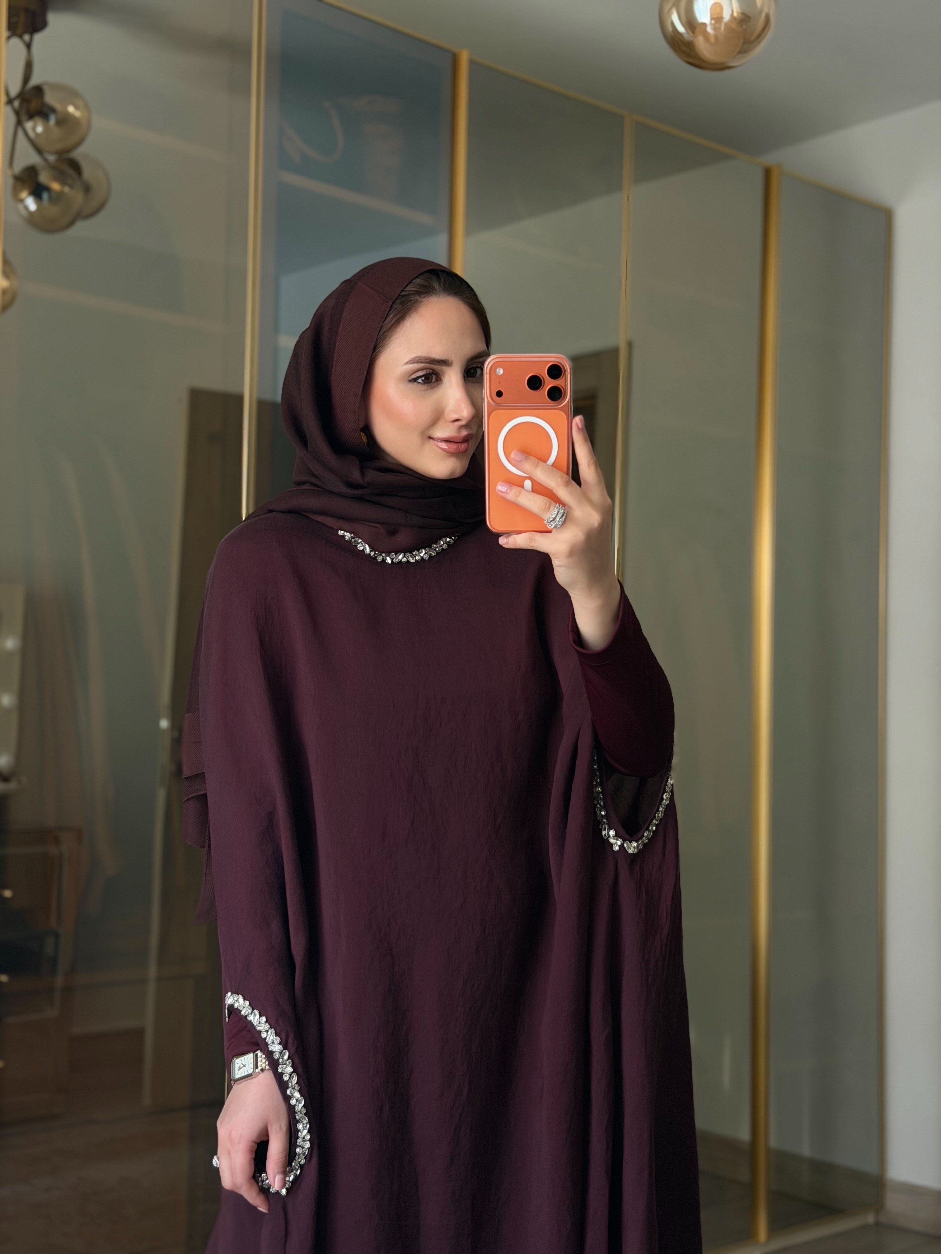 AHU TAŞ İŞLEMELİ KAFTAN BORDO