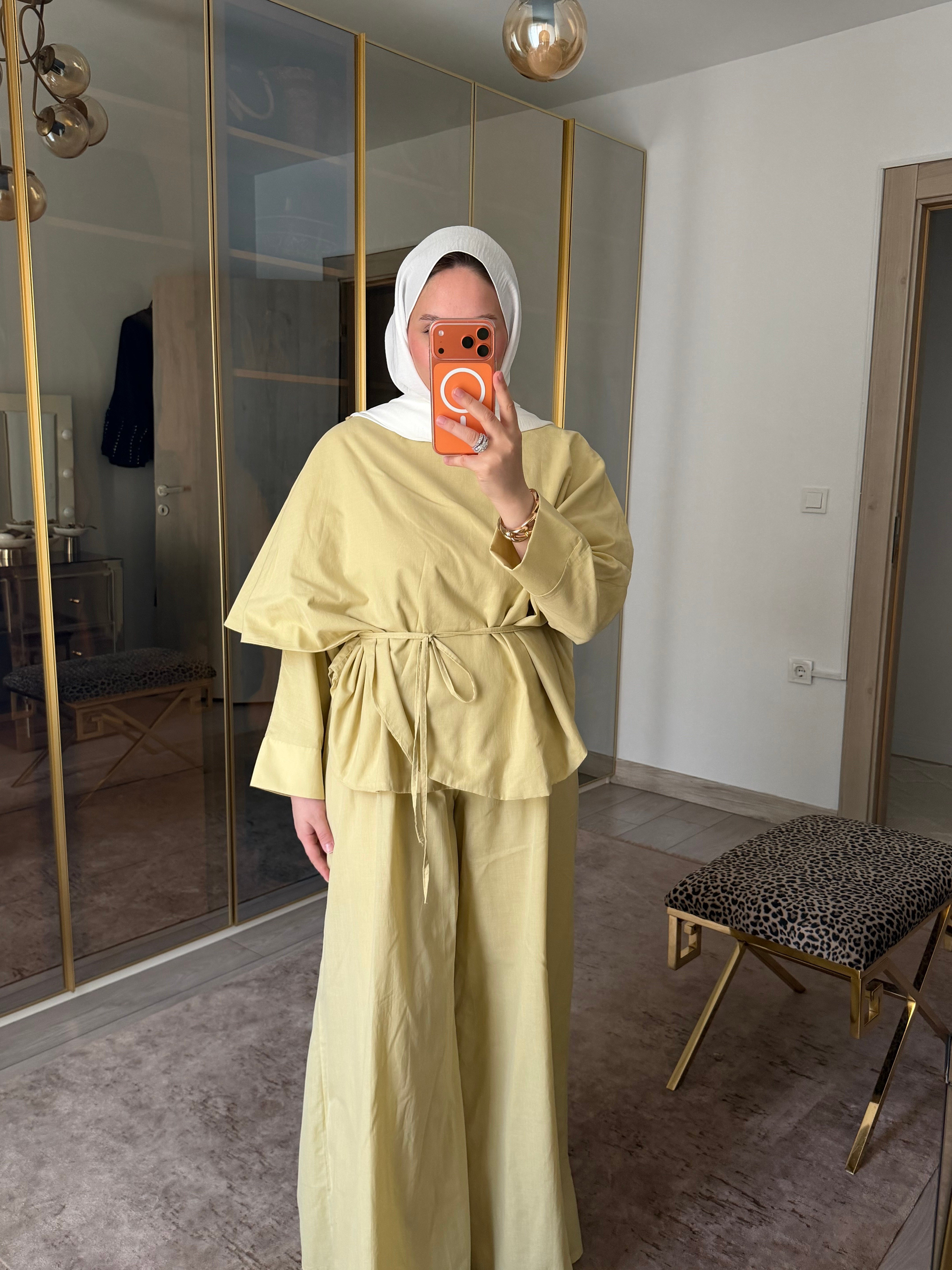 ANGEL PELERİNLİ TAKIM SOFT SARI 