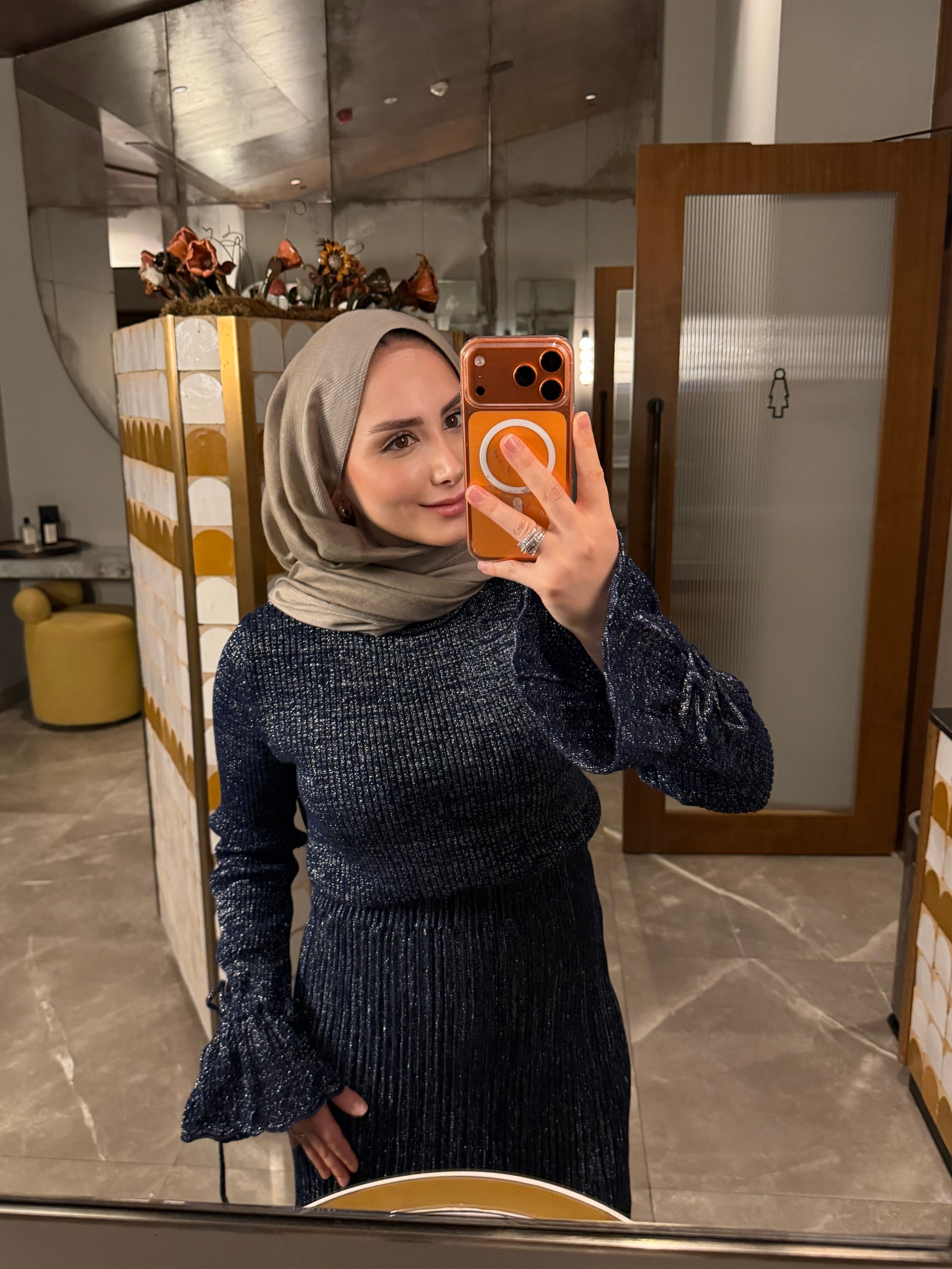 AREL SİMLİ TRİKO ETEKLİ TAKIM LACİVERT