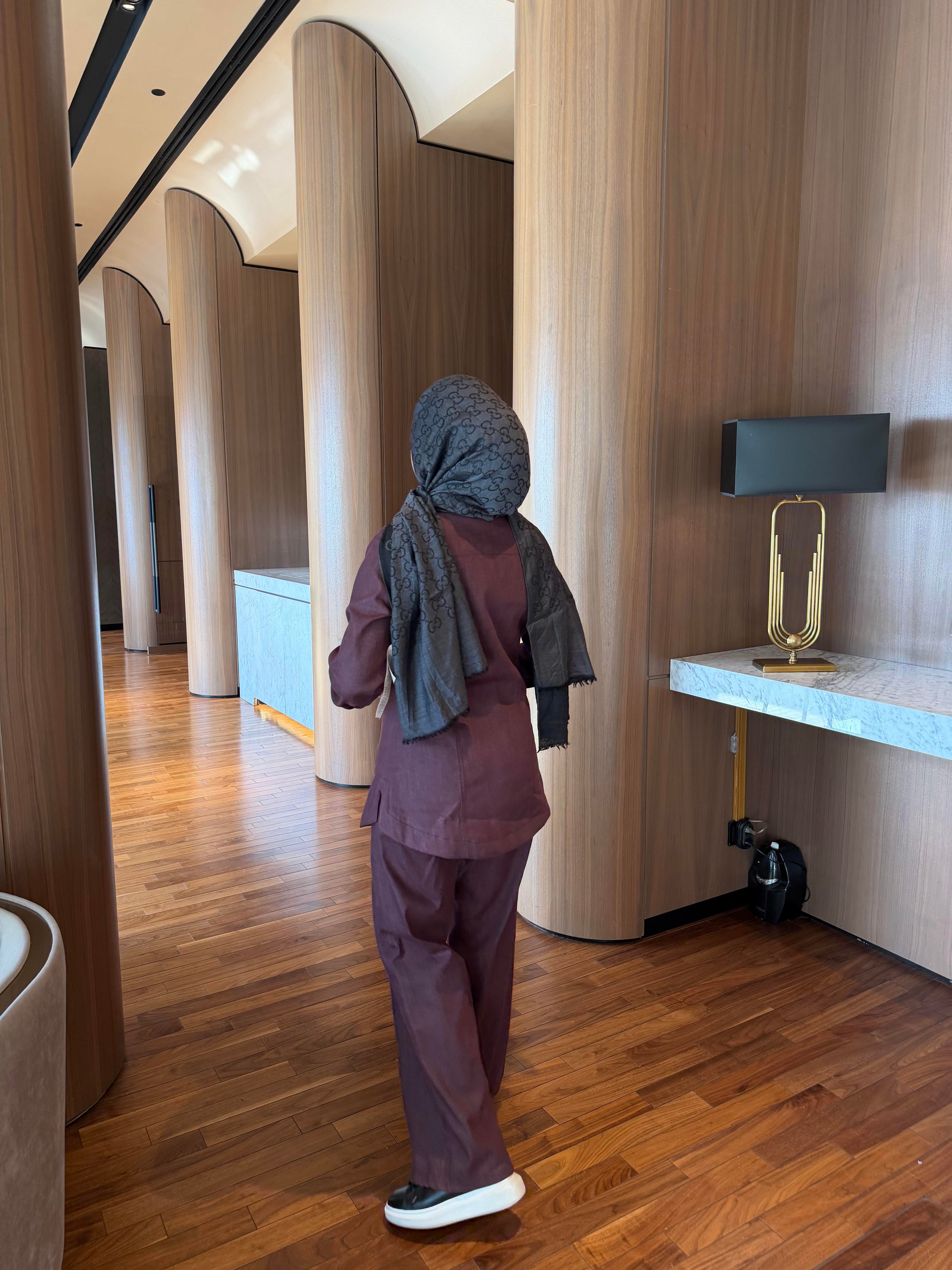 AREN ÇİFT FERMUARLI DENİM TAKIM BORDO