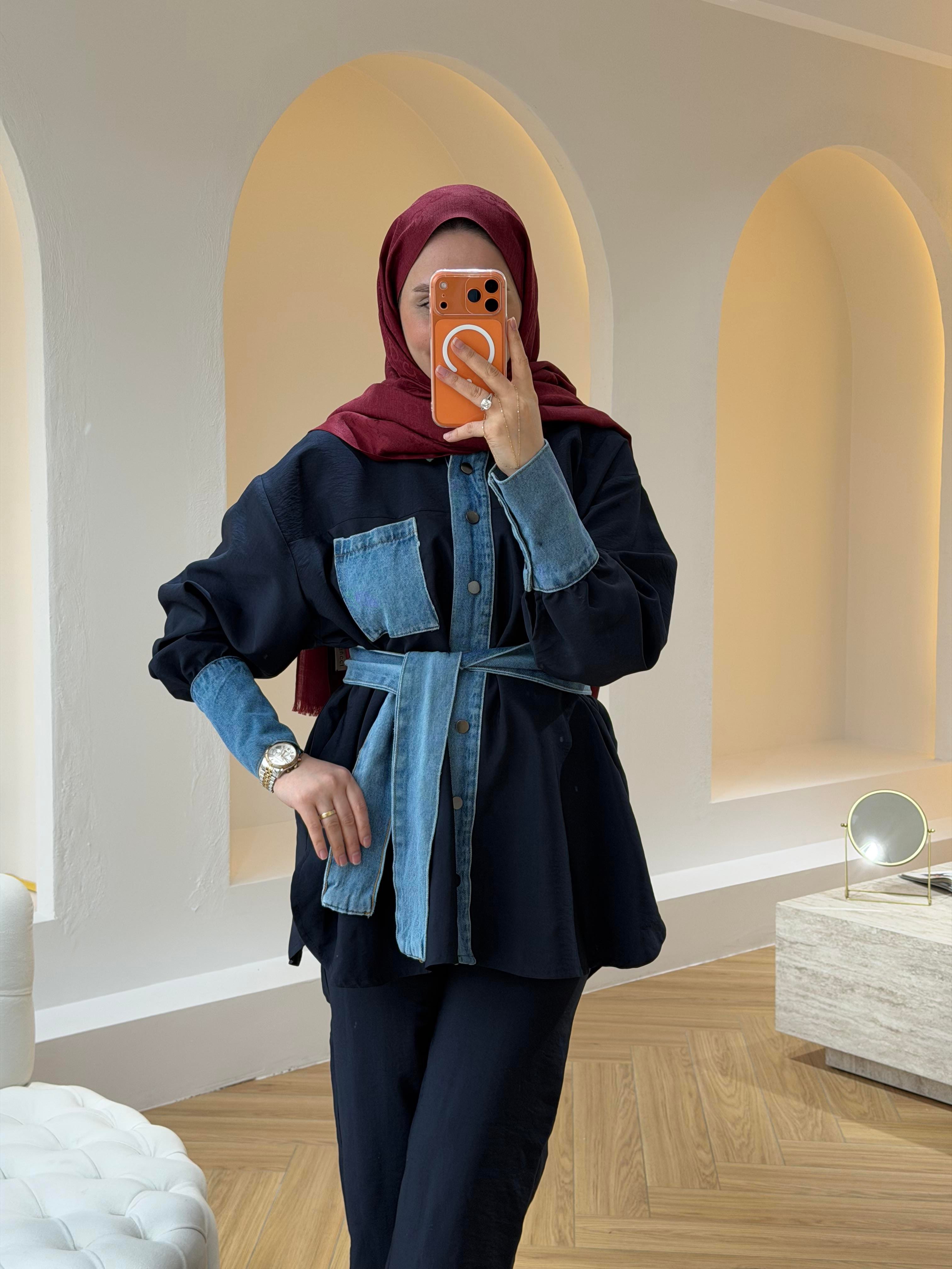 BLUE DENİM DETAYLI TAKIM