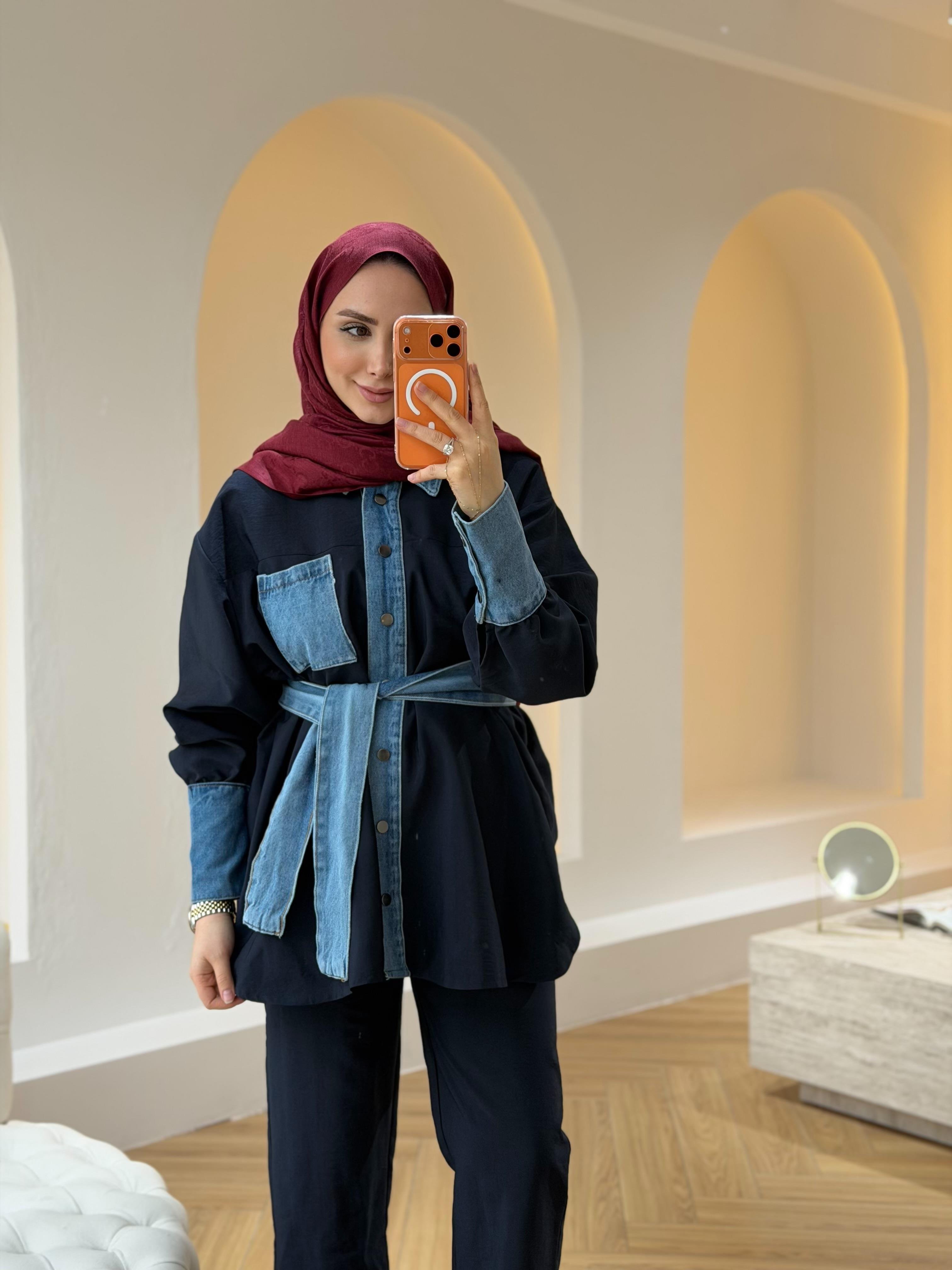 BLUE DENİM DETAYLI TAKIM