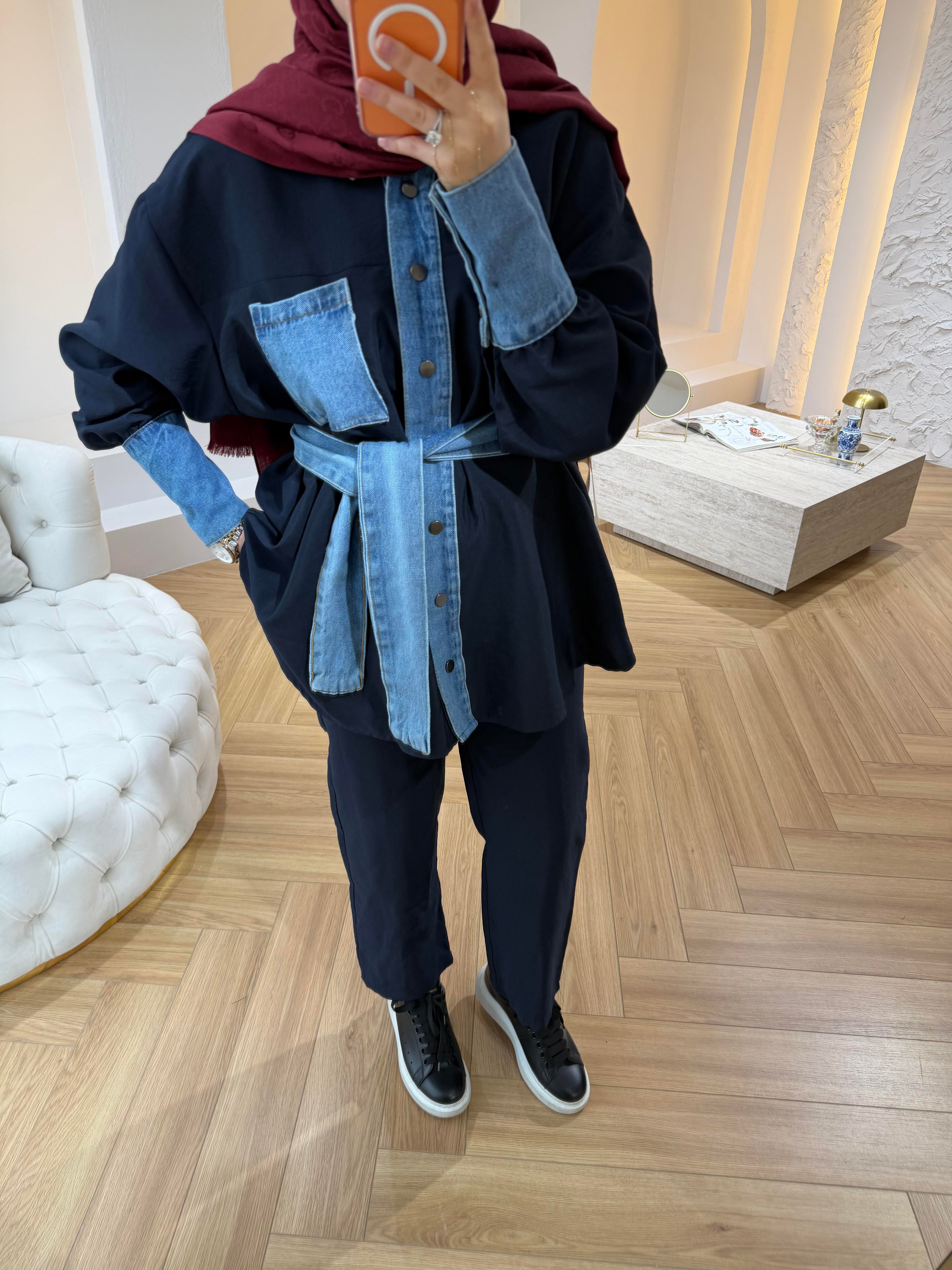 BLUE DENİM DETAYLI TAKIM
