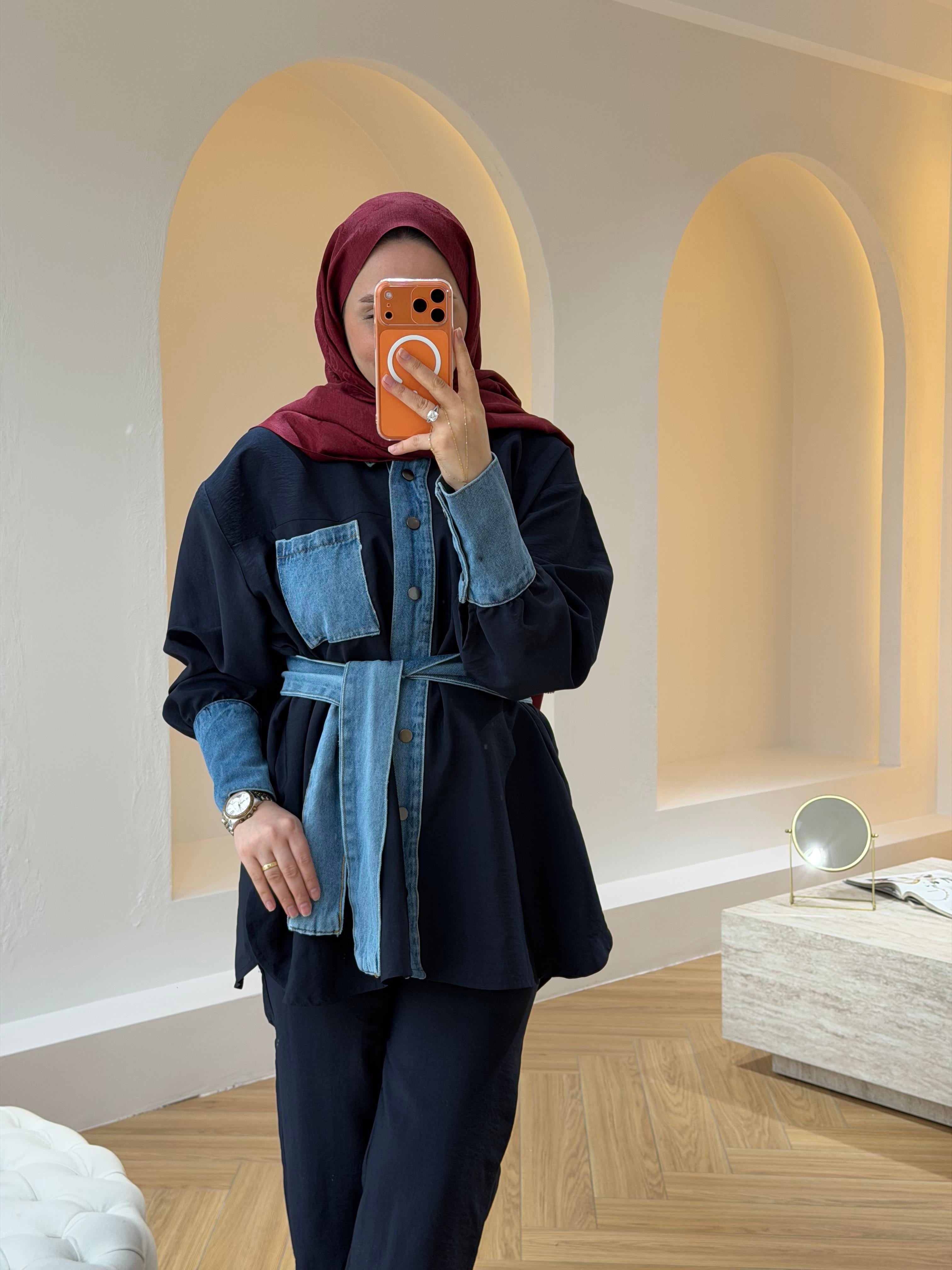 BLUE DENİM DETAYLI TAKIM
