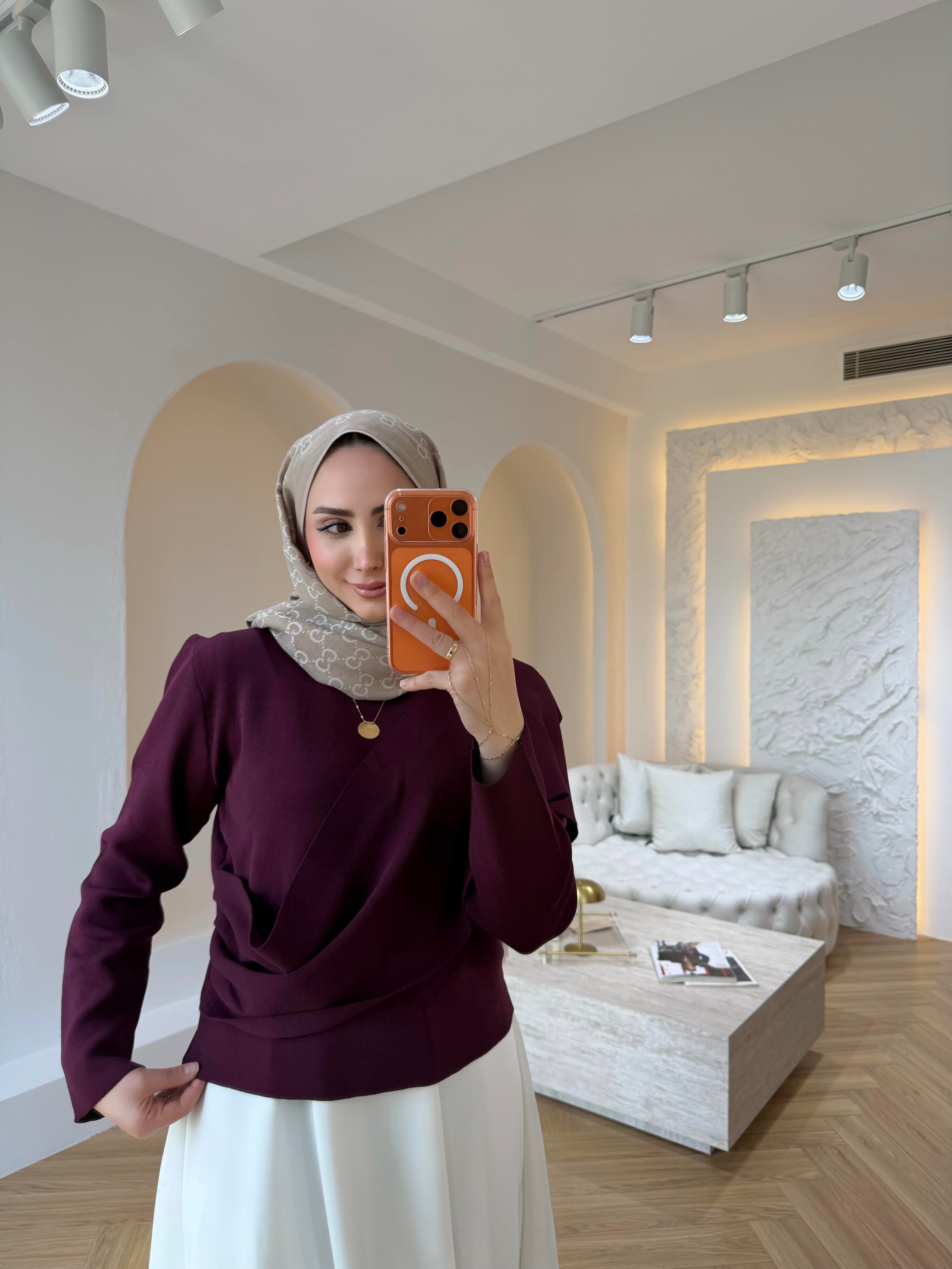 BROŞLU MERSERİZE BLUZ BORDO