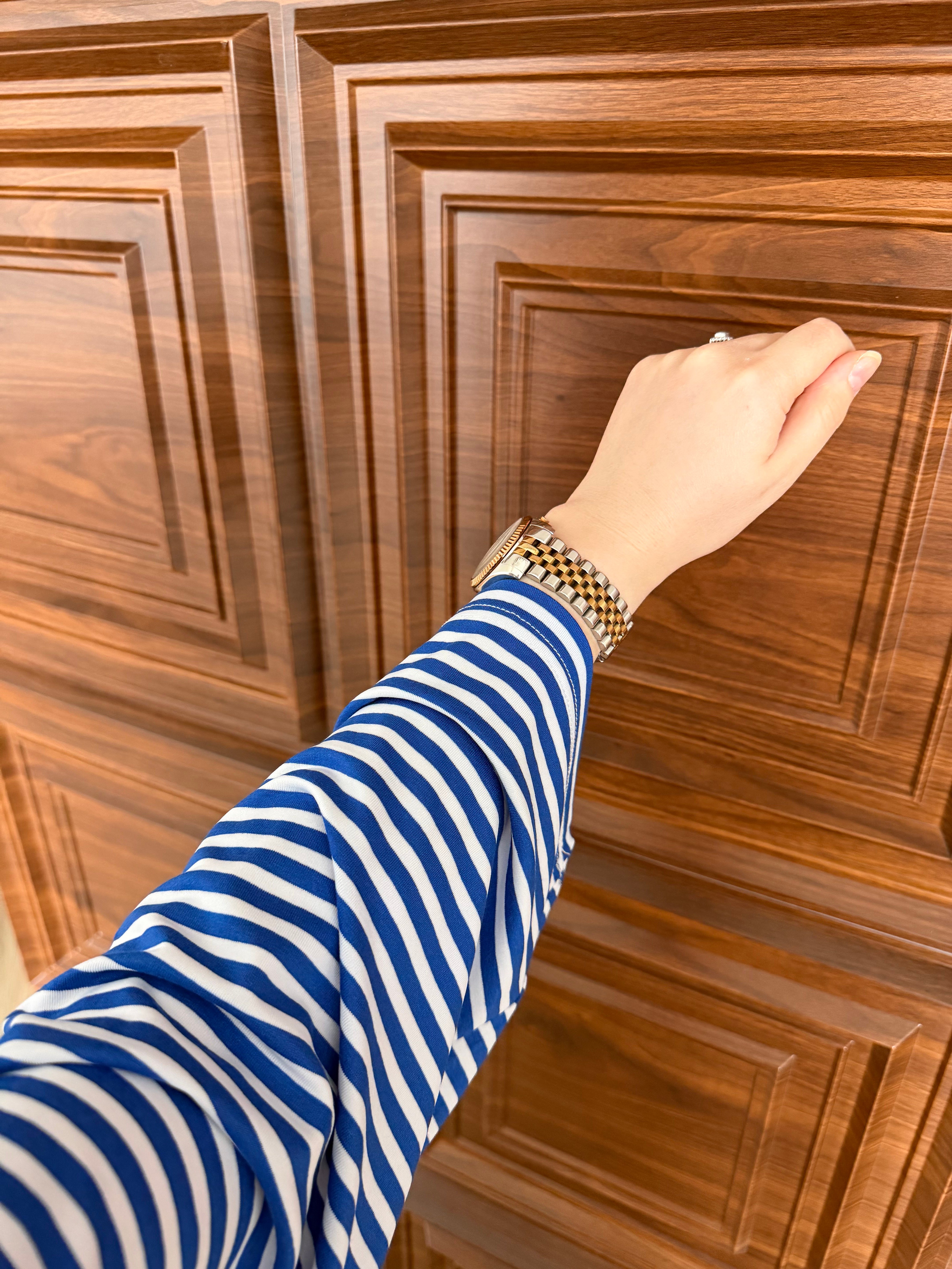 ÇİZGİLİ BASİC SWEAT SAKS MAVİ