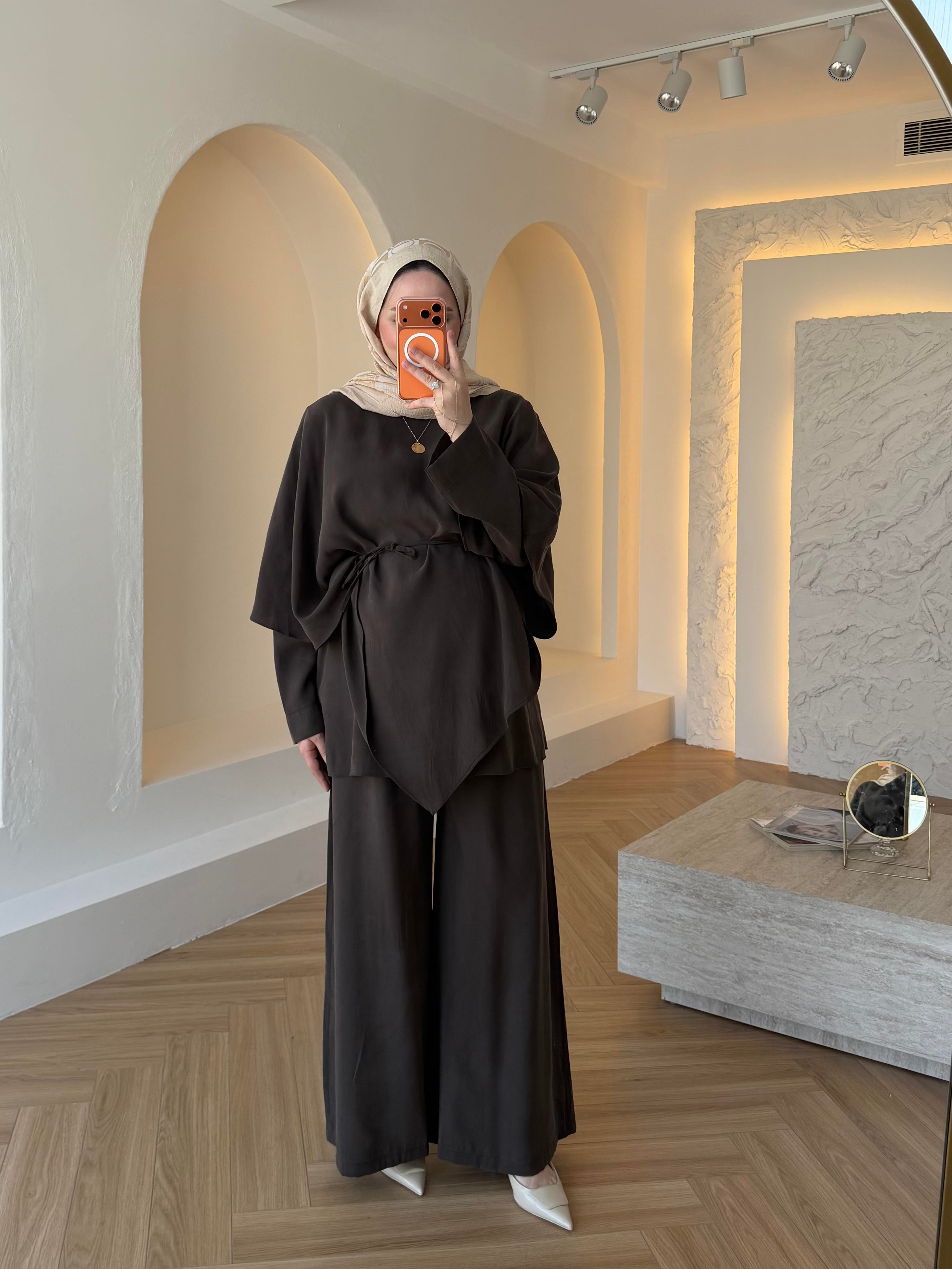 COSSY ŞALLI TENSEL TAKIM KAHVERENGİ