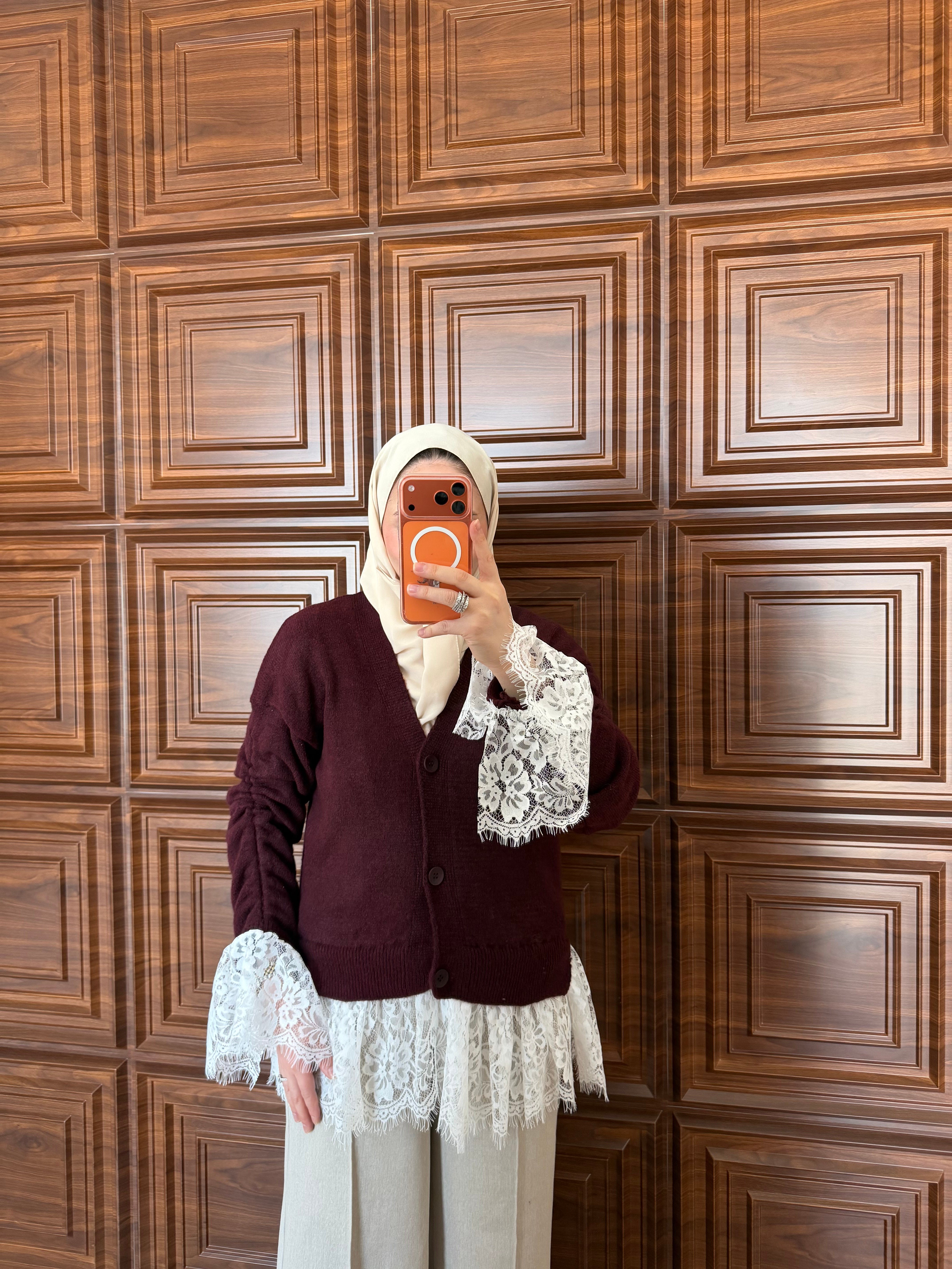 DANTELLİ TRİKO HIRKA BORDO