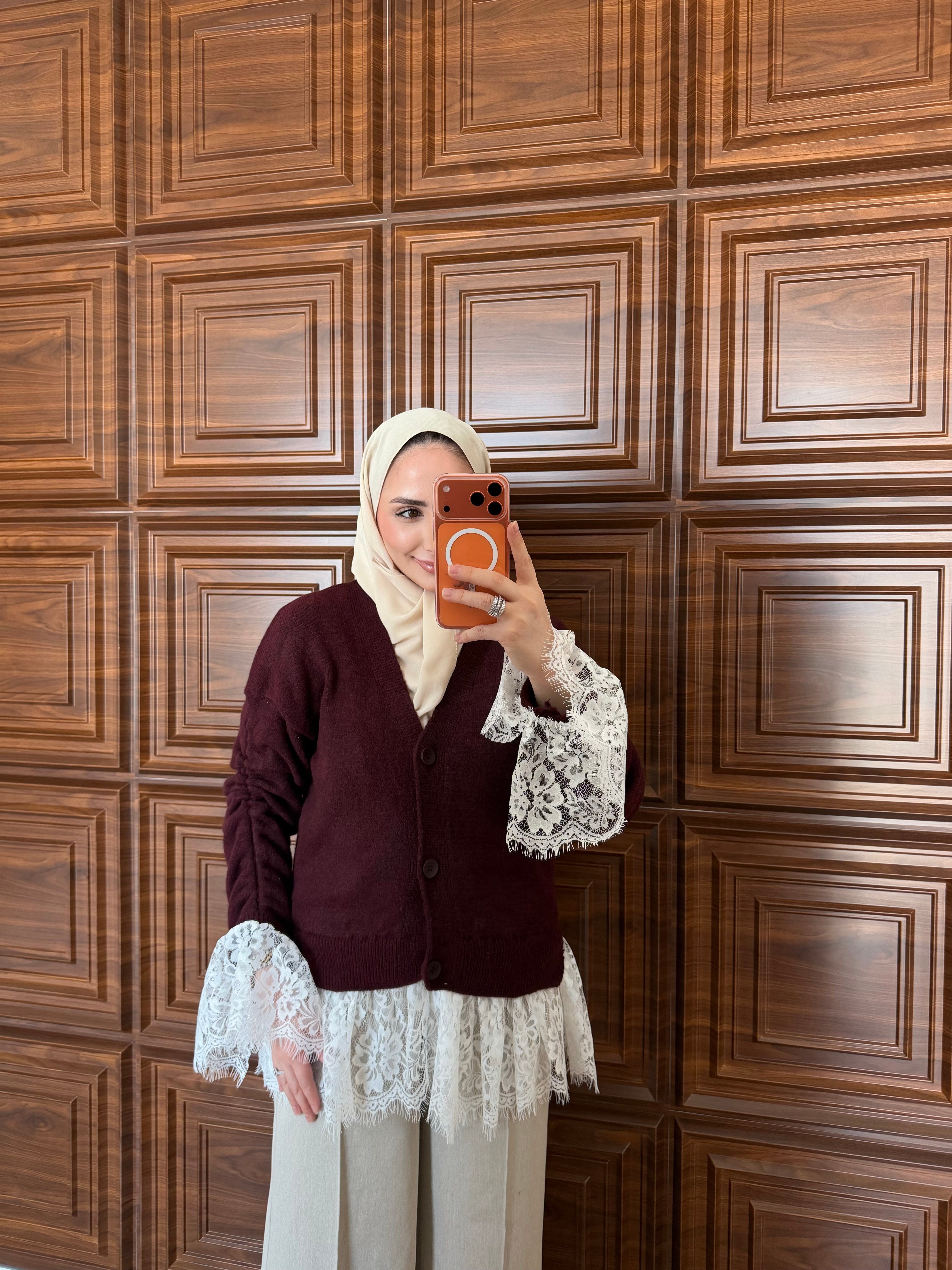 DANTELLİ TRİKO HIRKA BORDO