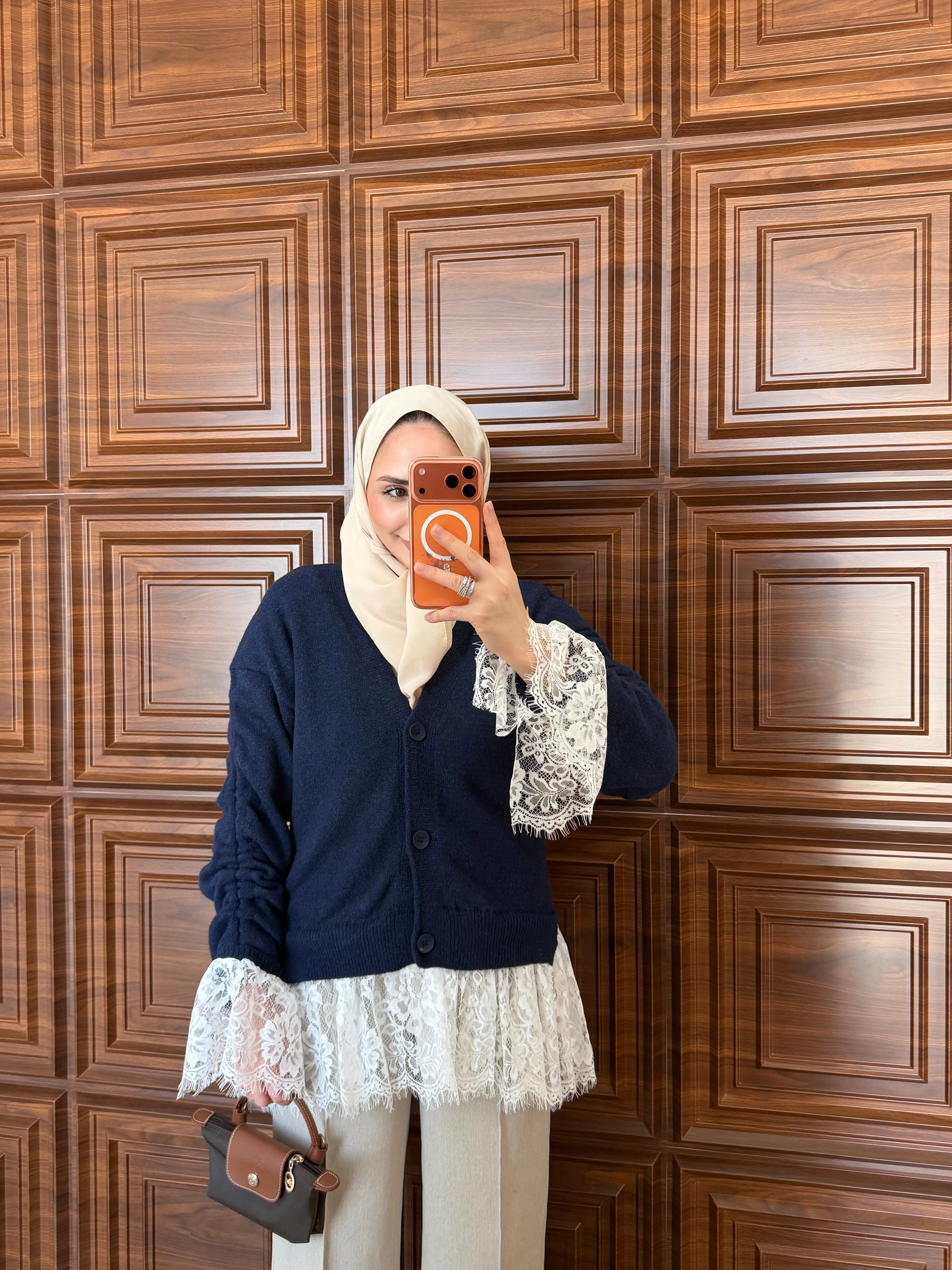 DANTELLİ TRİKO HIRKA LACİVERT