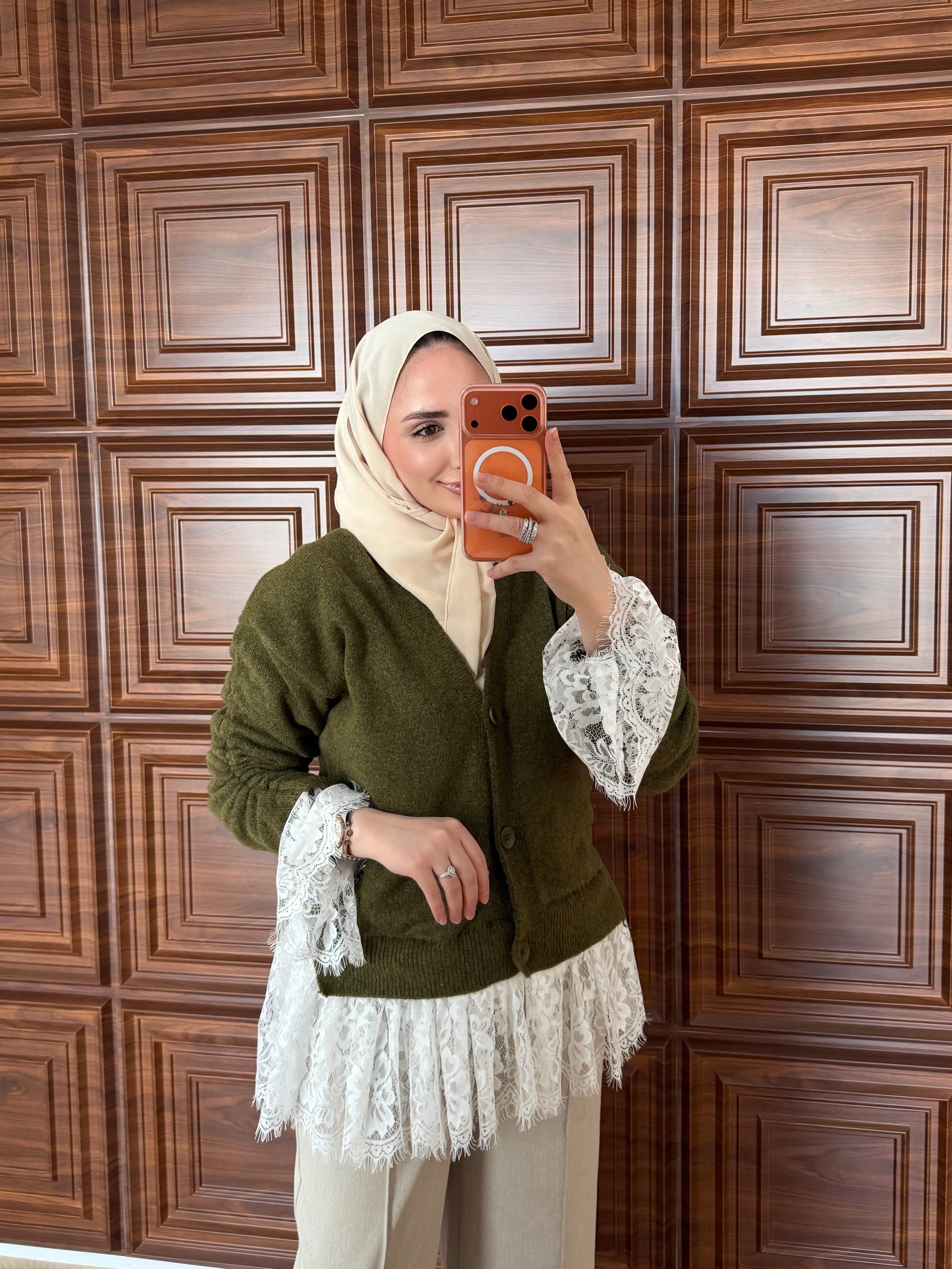 DANTELLİ TRİKO HIRKA YEŞİL