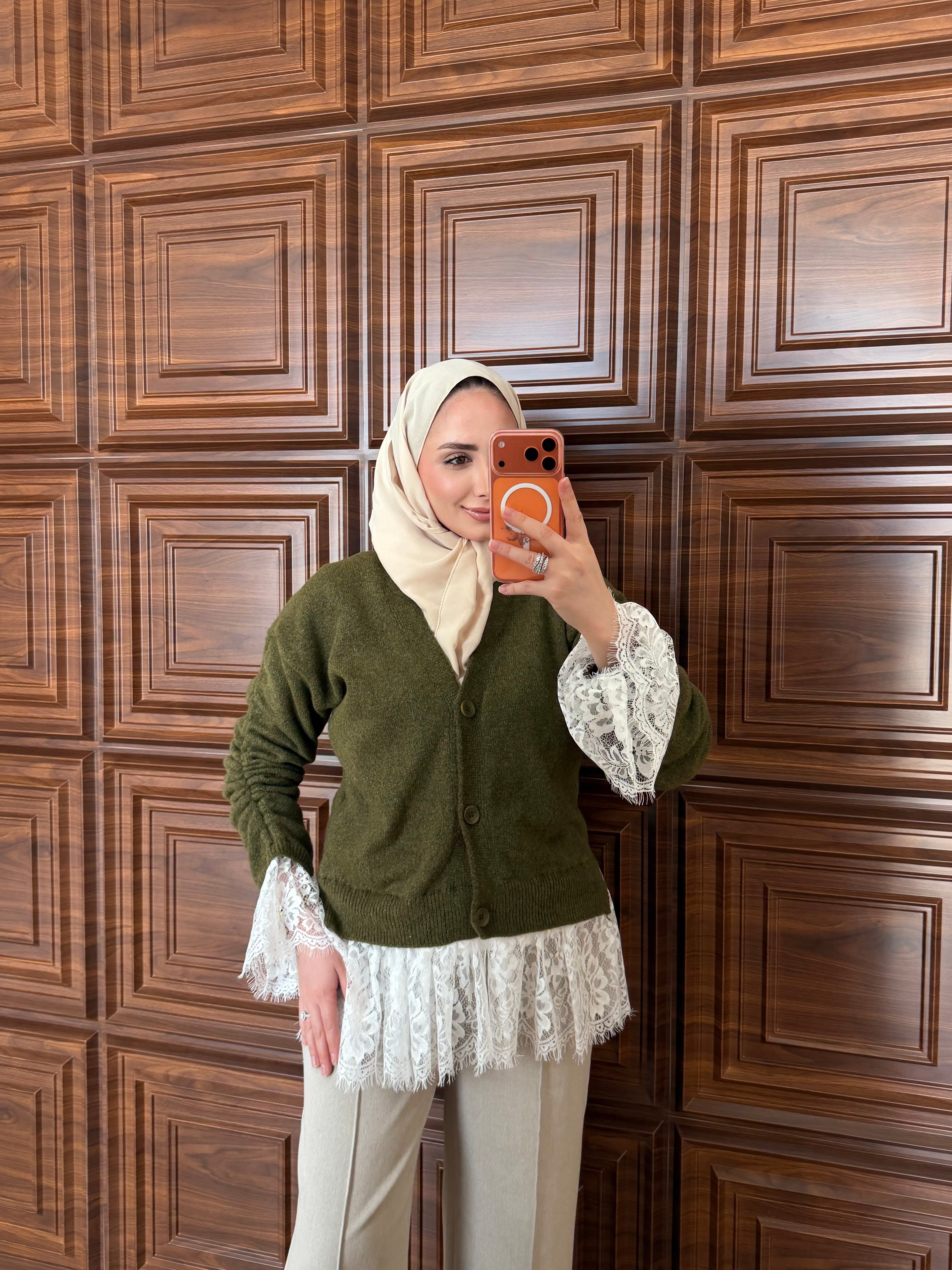 DANTELLİ TRİKO HIRKA YEŞİL