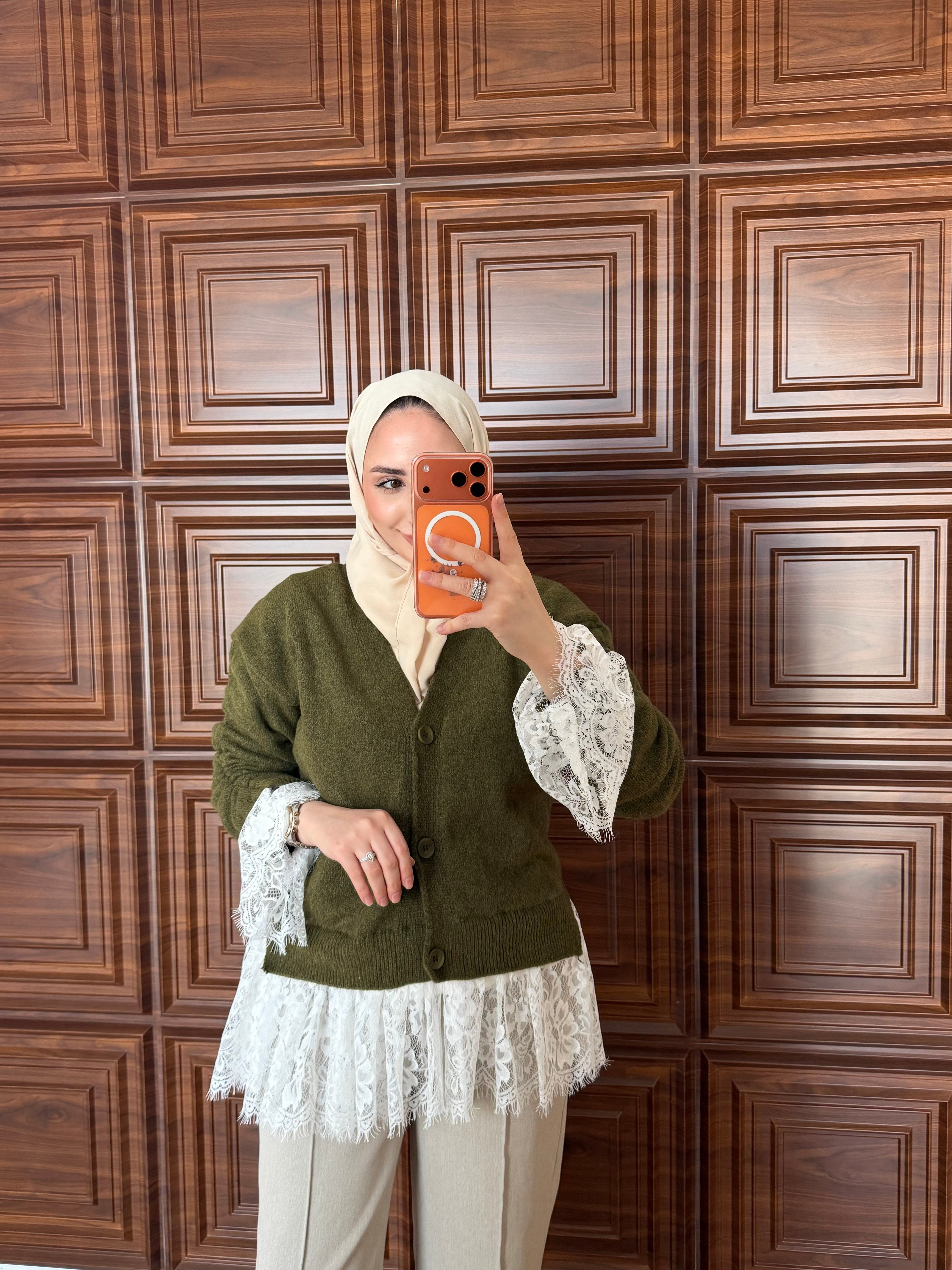 DANTELLİ TRİKO HIRKA YEŞİL