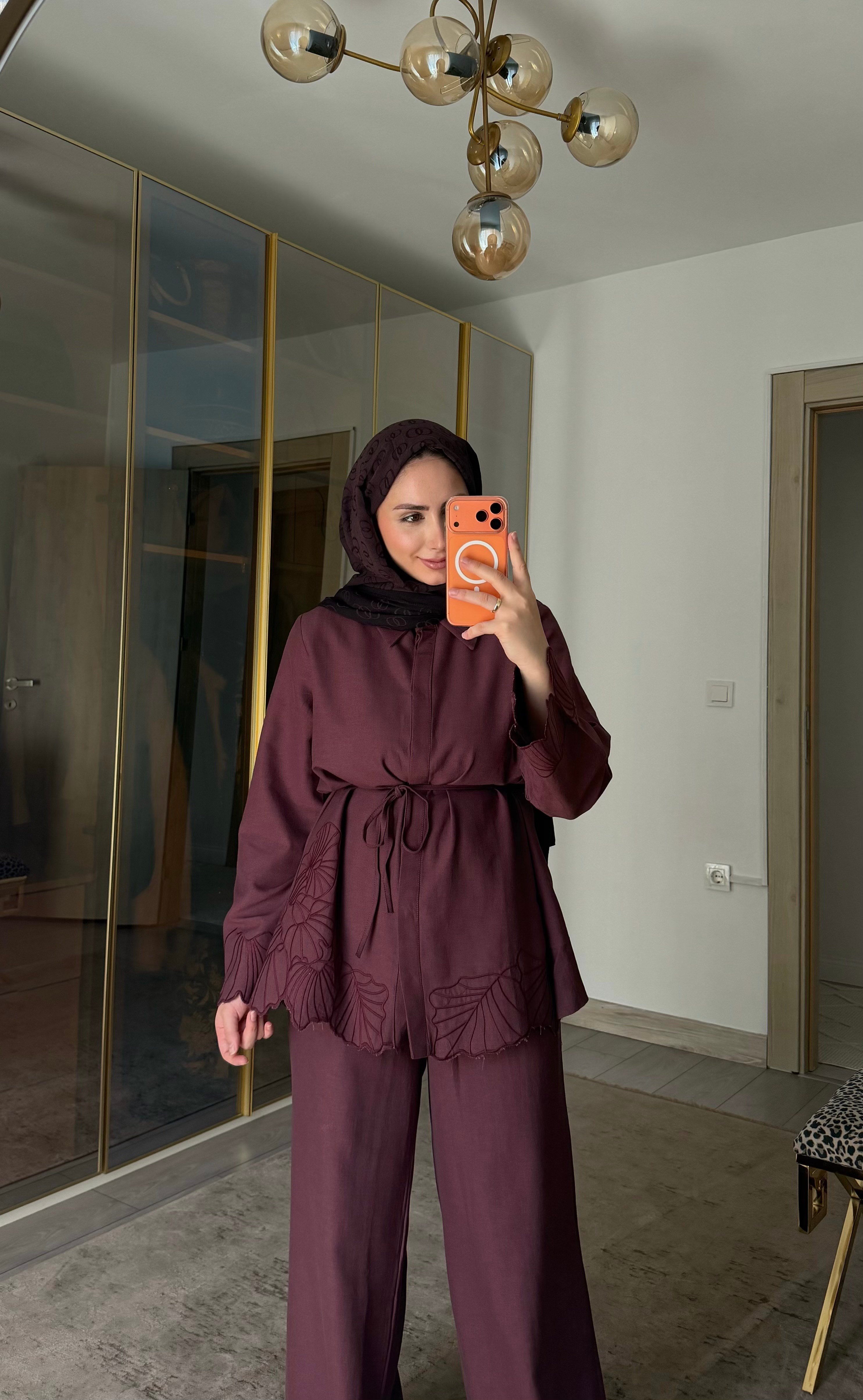 DORA NAKIŞ DETAYLI İKİLİ TAKIM BORDO