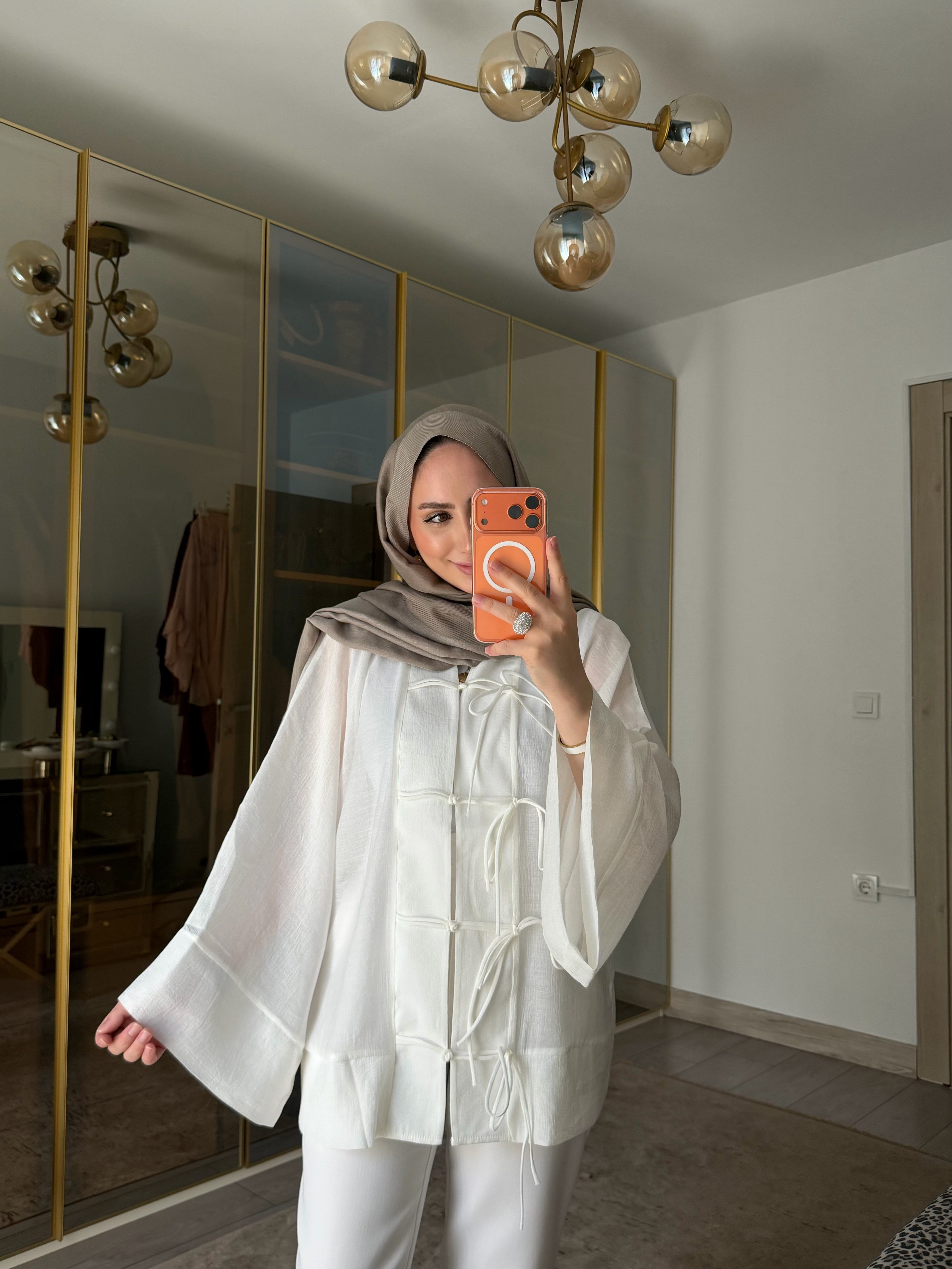 EFİL SICAK YAZ KİMONO BEYAZ