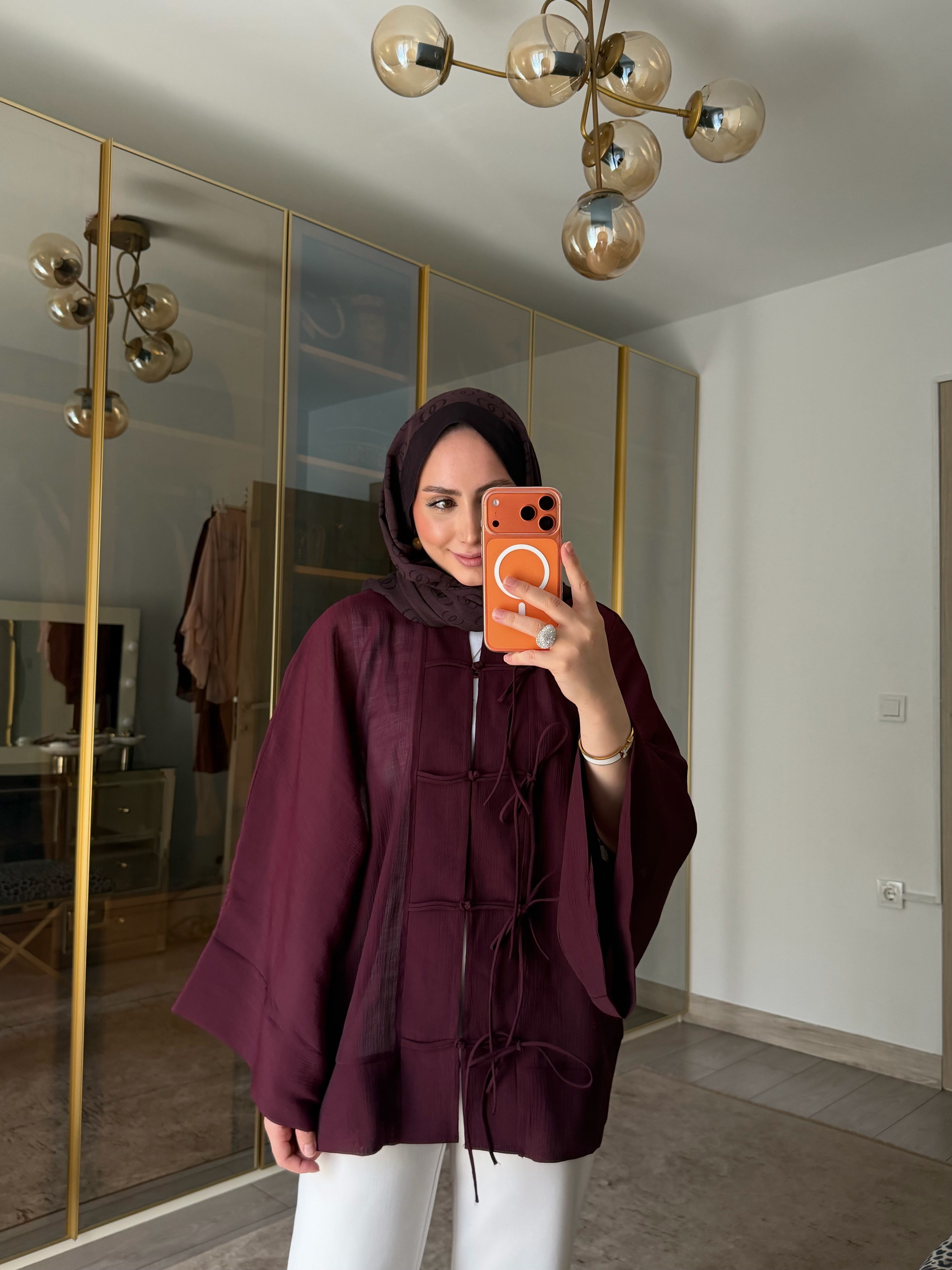 EFİL SICAK YAZ KİMONO BORDO