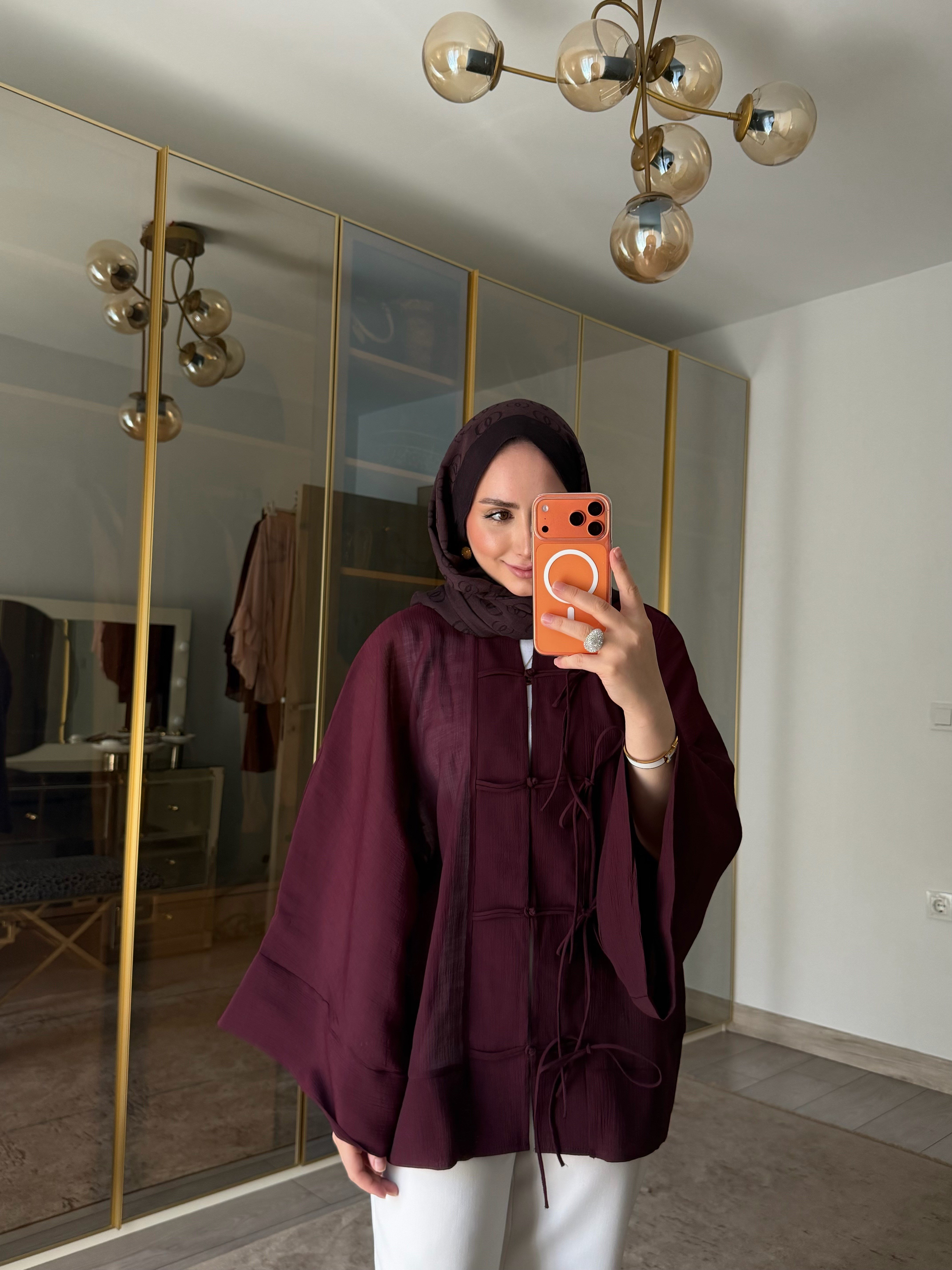 EFİL SICAK YAZ KİMONO BORDO