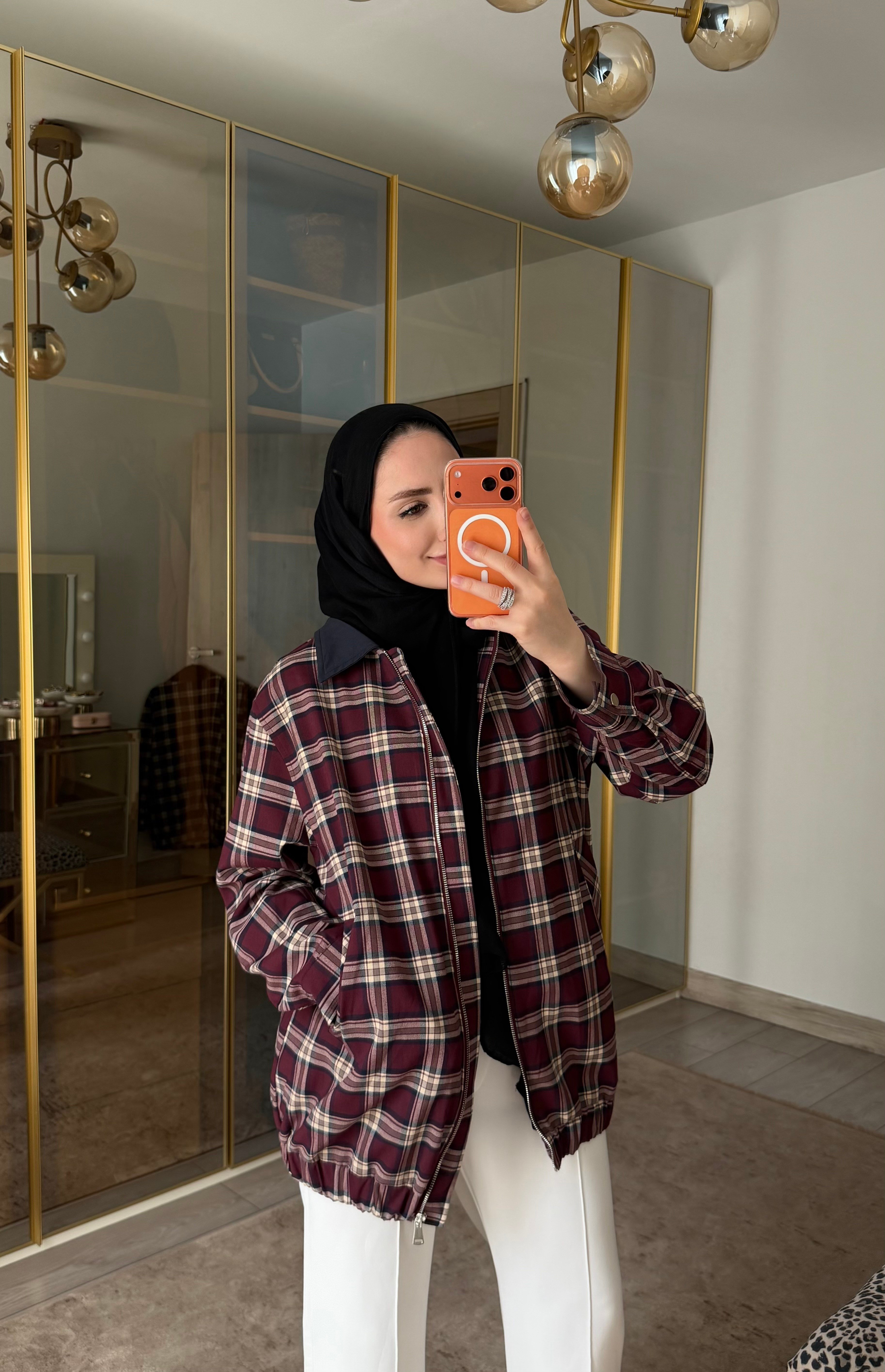 EKOSE DESENLİ BOMBER CEKET BORDO